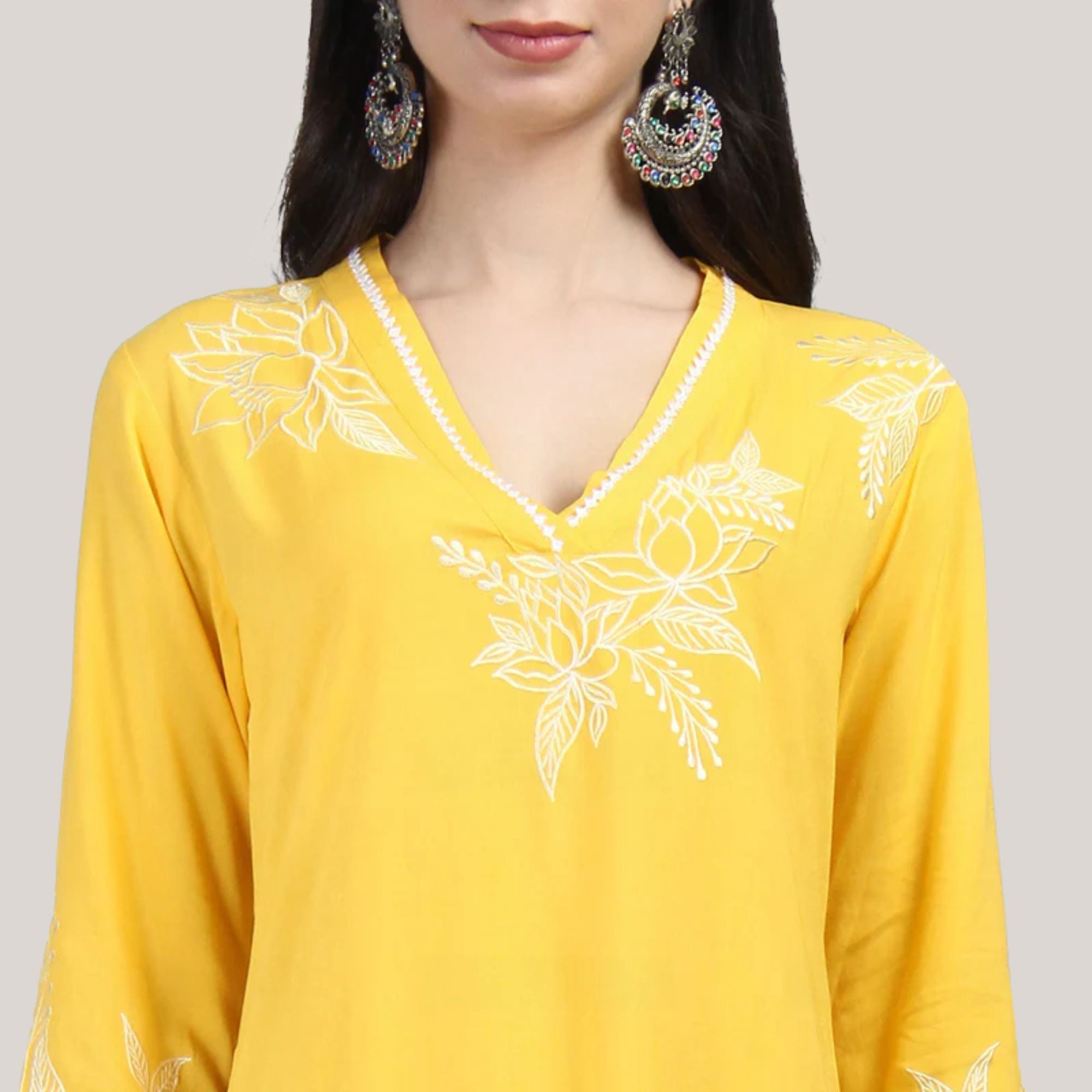 Rayon Co-ord Set With Machine Embroidery Work