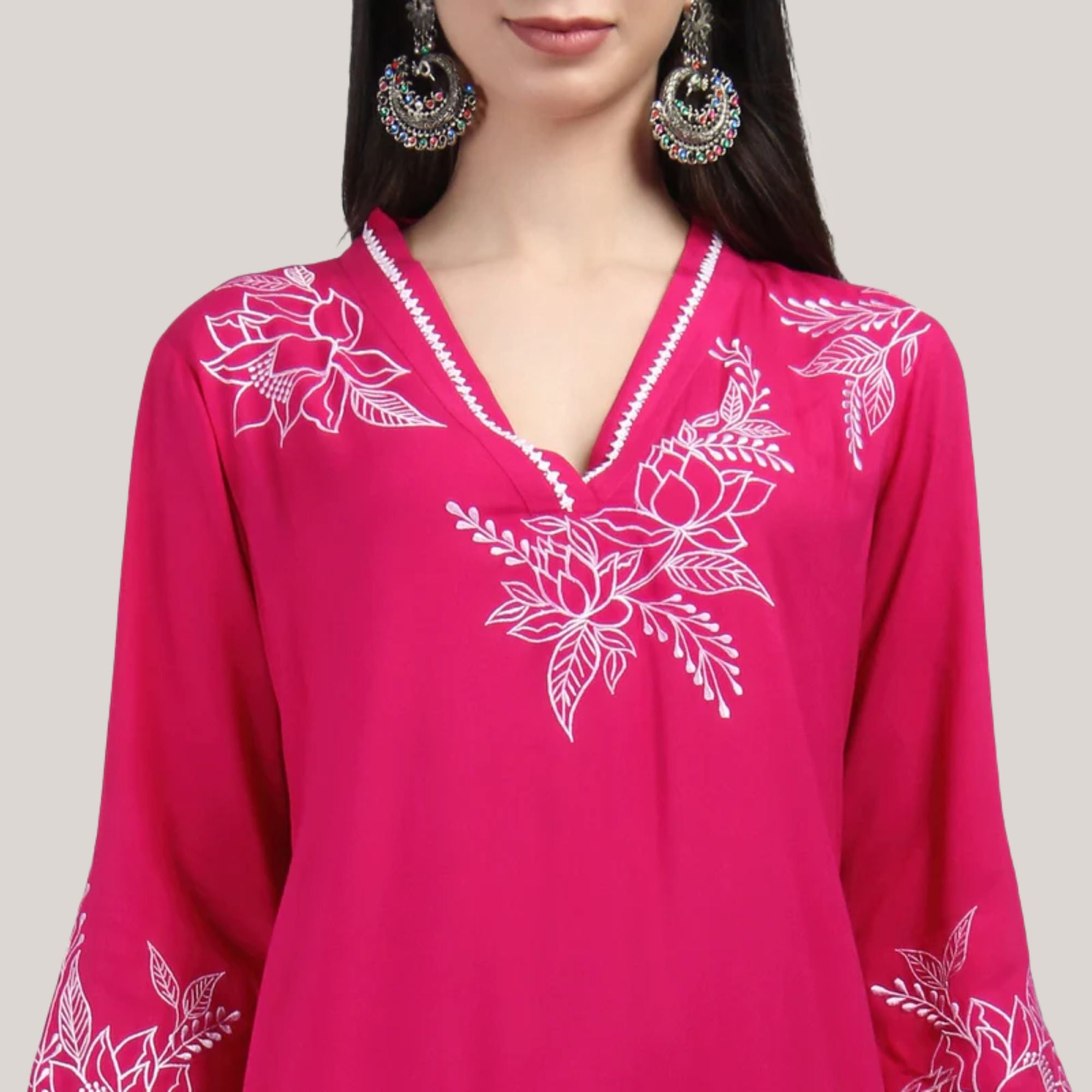 Rayon Co-ord Set With Machine Embroidery Work