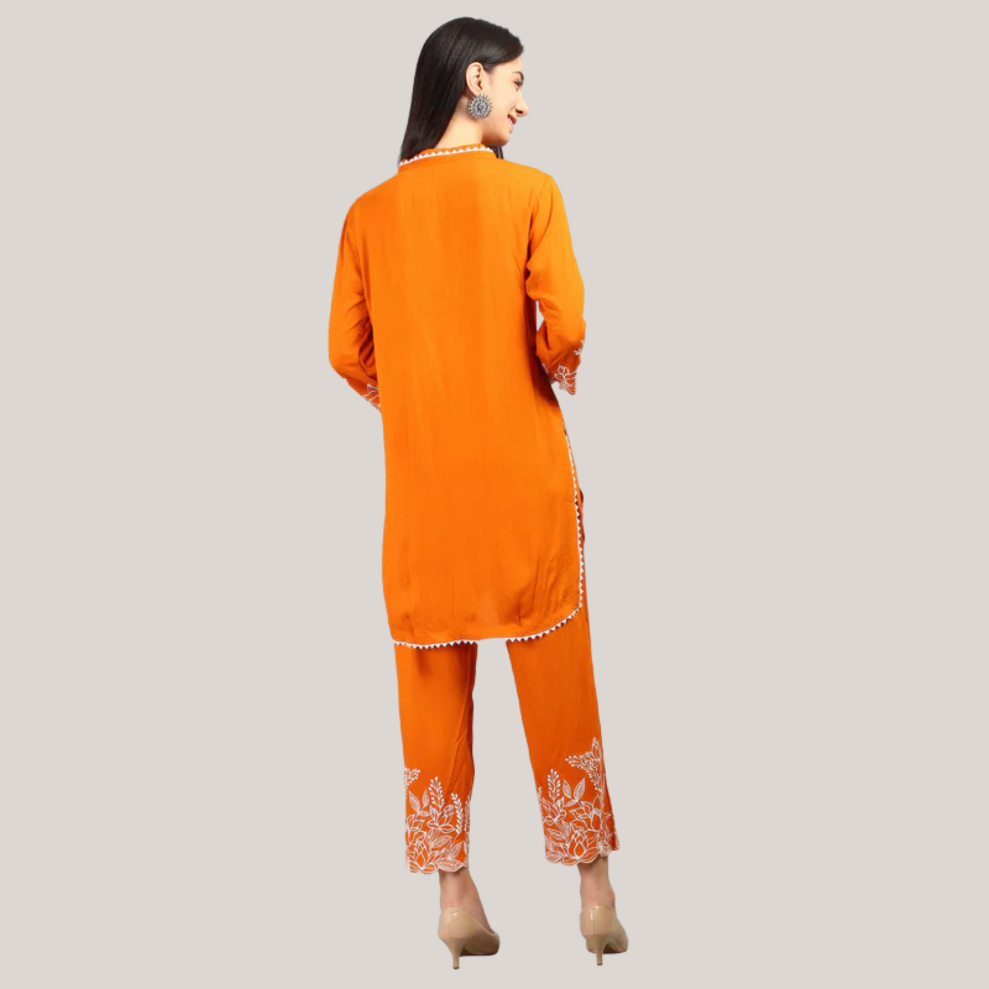 Rayon Co-ord Set With Machine Embroidery Work