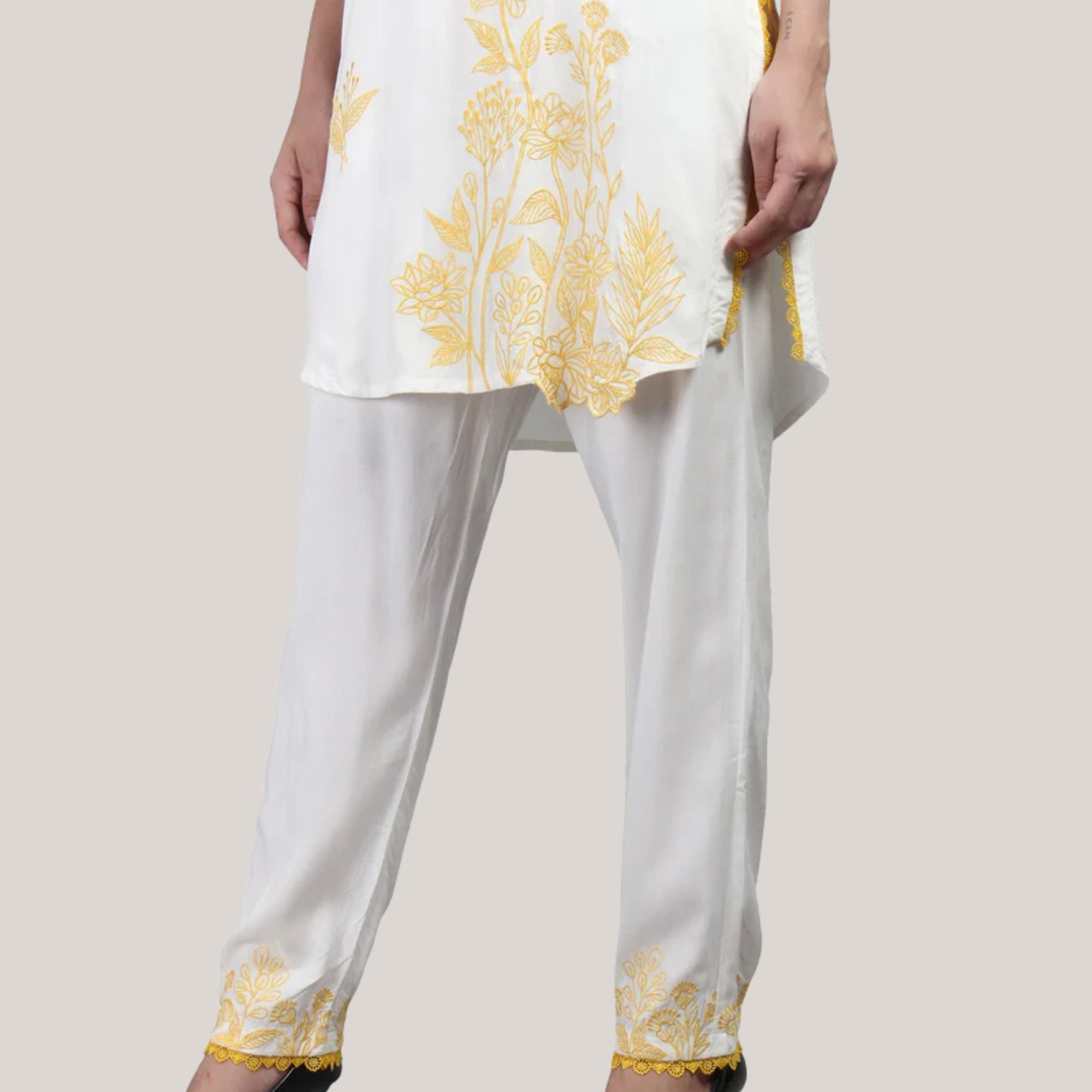 Rayon Fabric Co-ord Set With Machine Thread Work