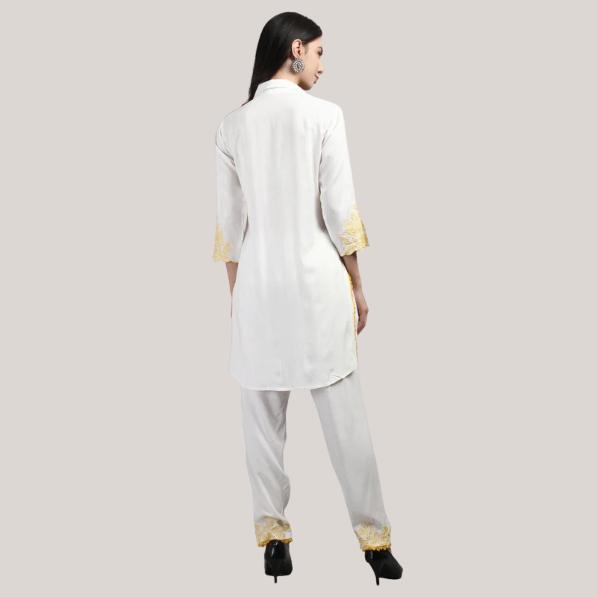 Rayon Fabric Co-ord Set With Machine Thread Work