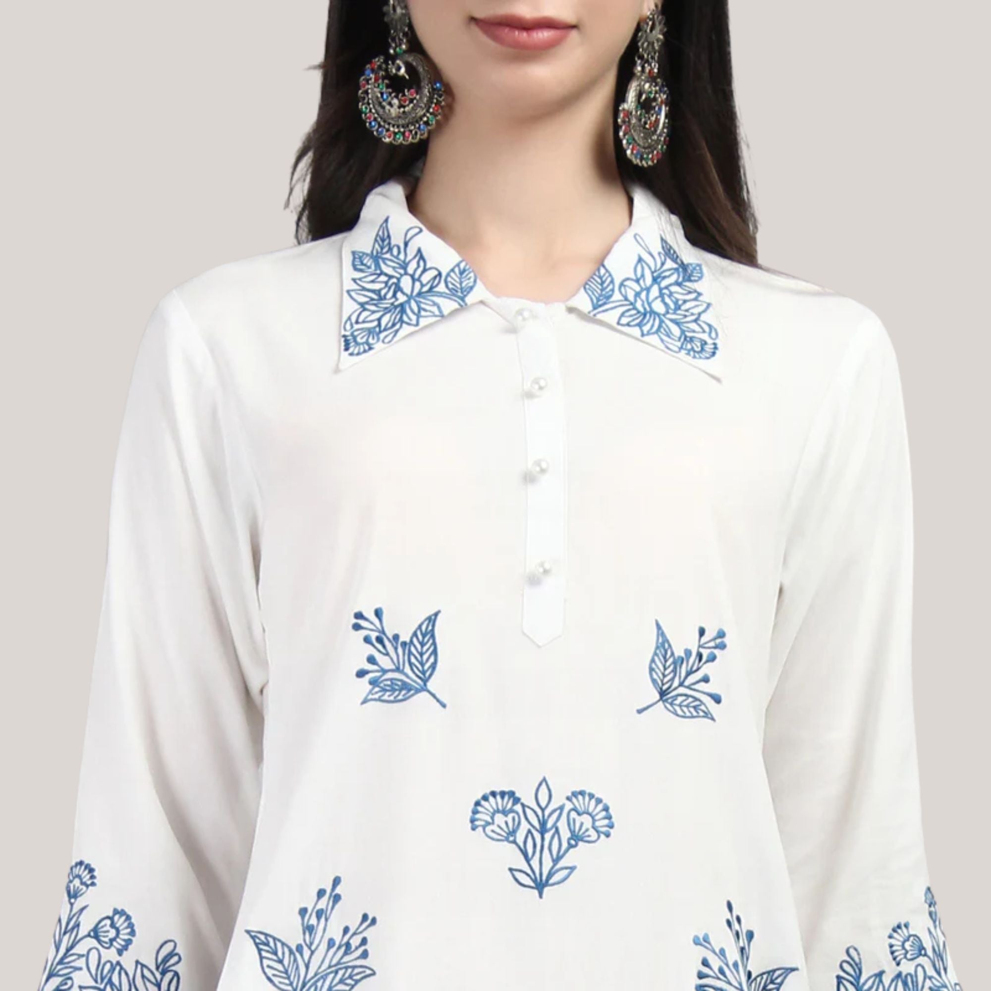 Rayon Fabric Co-ord Set With Machine Thread Work