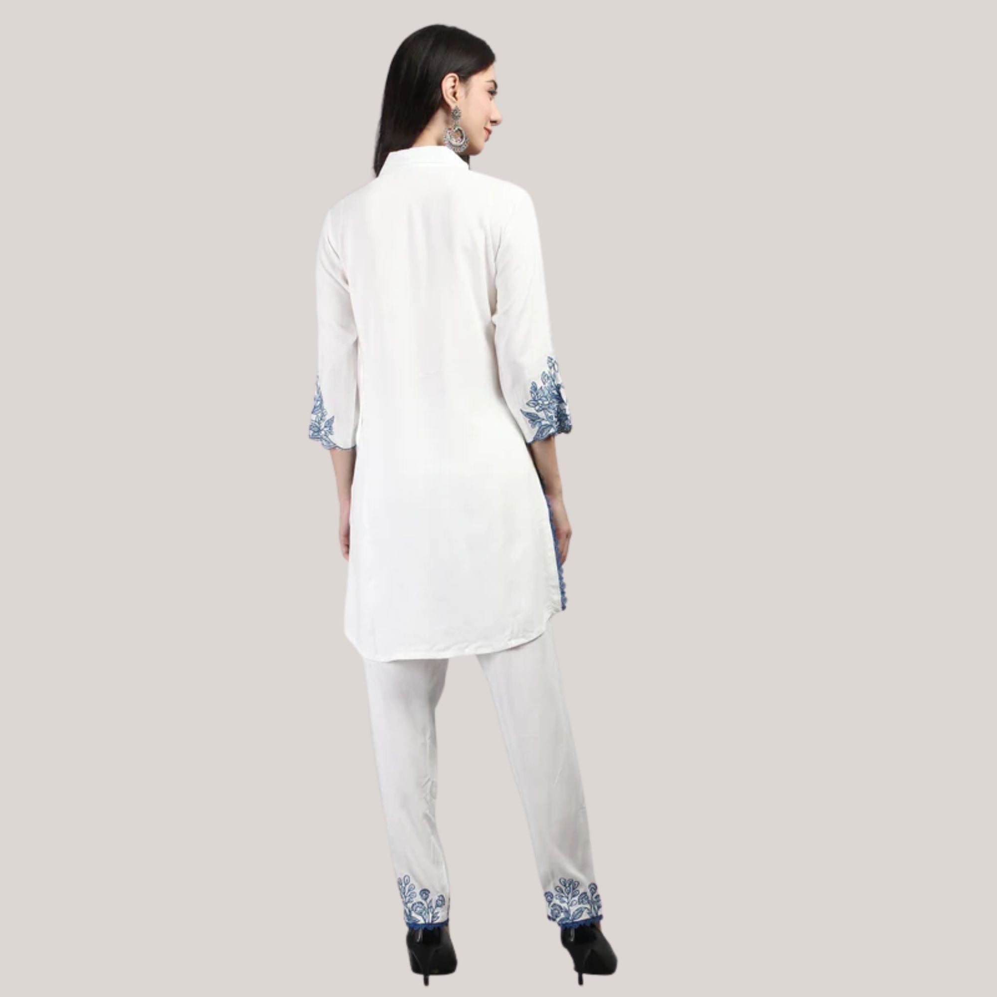 Rayon Fabric Co-ord Set With Machine Thread Work