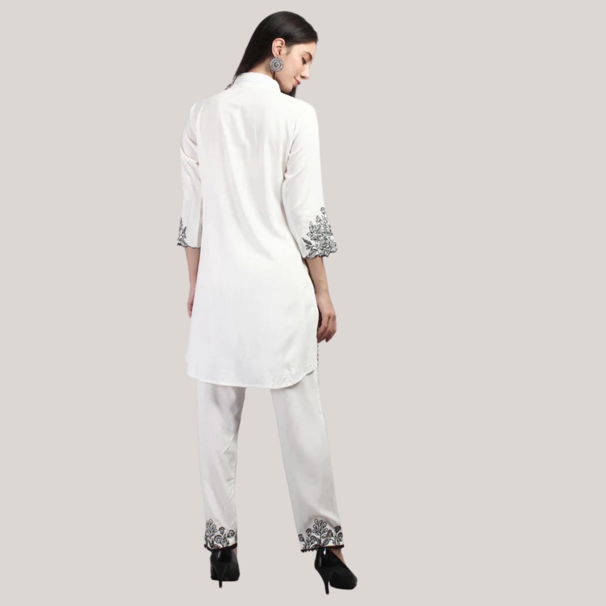 Rayon Fabric Co-ord Set With Machine Thread Work