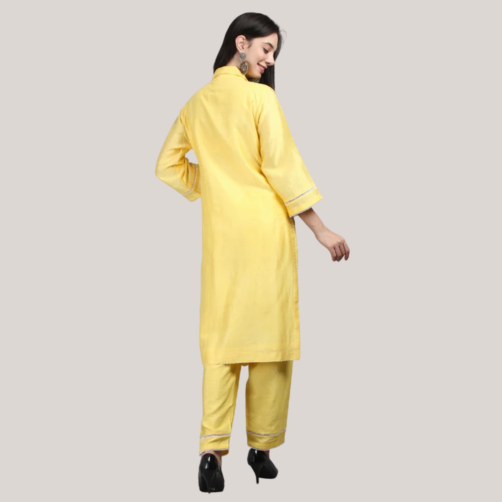 Chanderi Suit Set With Patch Handwork Embroidery