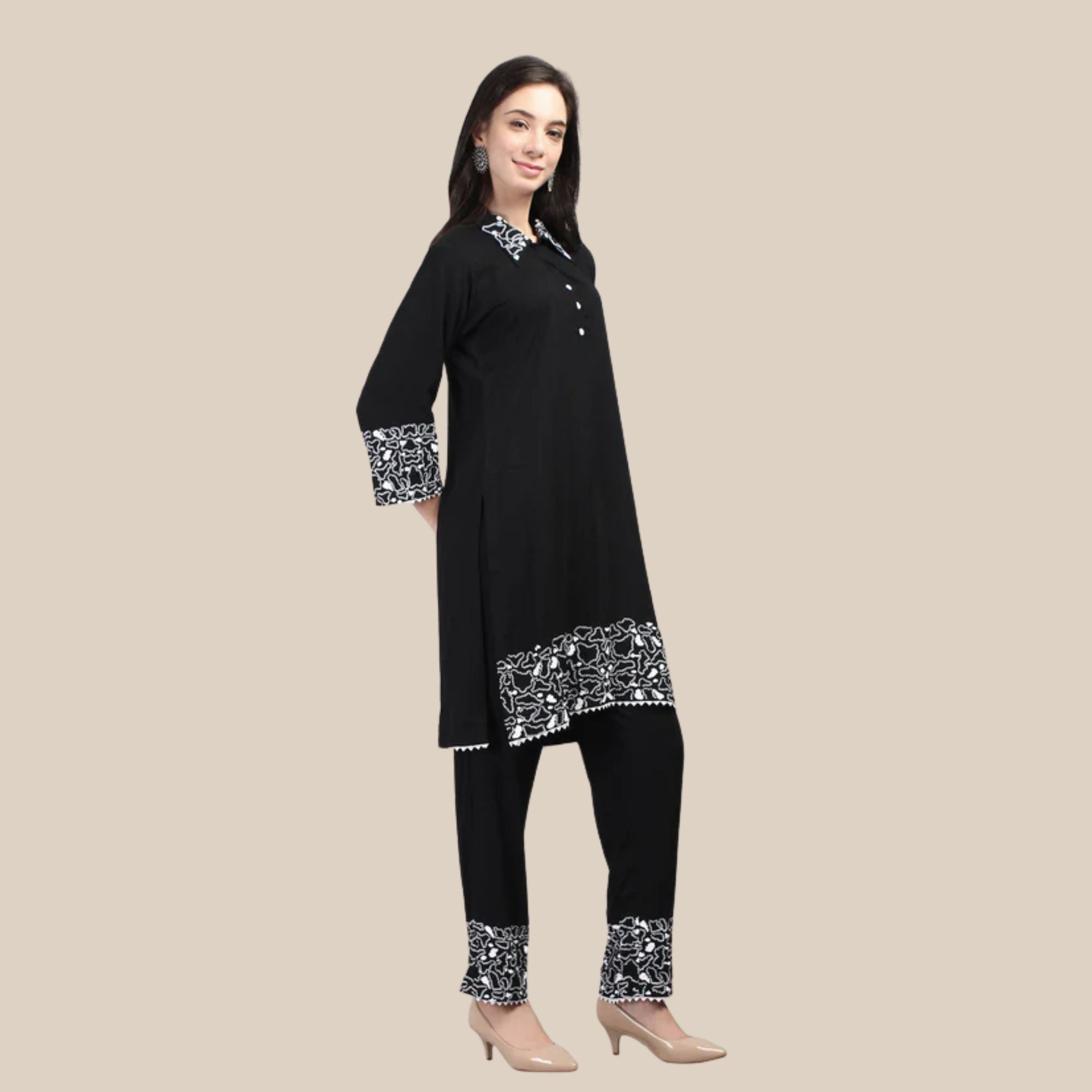 Rayon Fabric Co-ord Set With Sequence Handwork