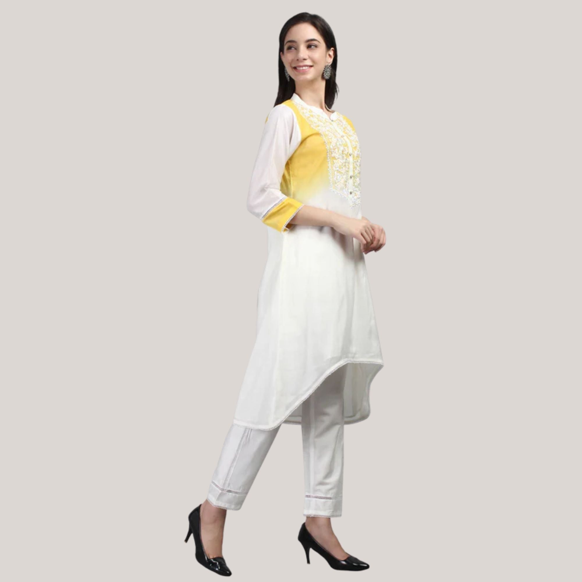 Double Shade Chanderi Embroidered Suit Set With Duppta