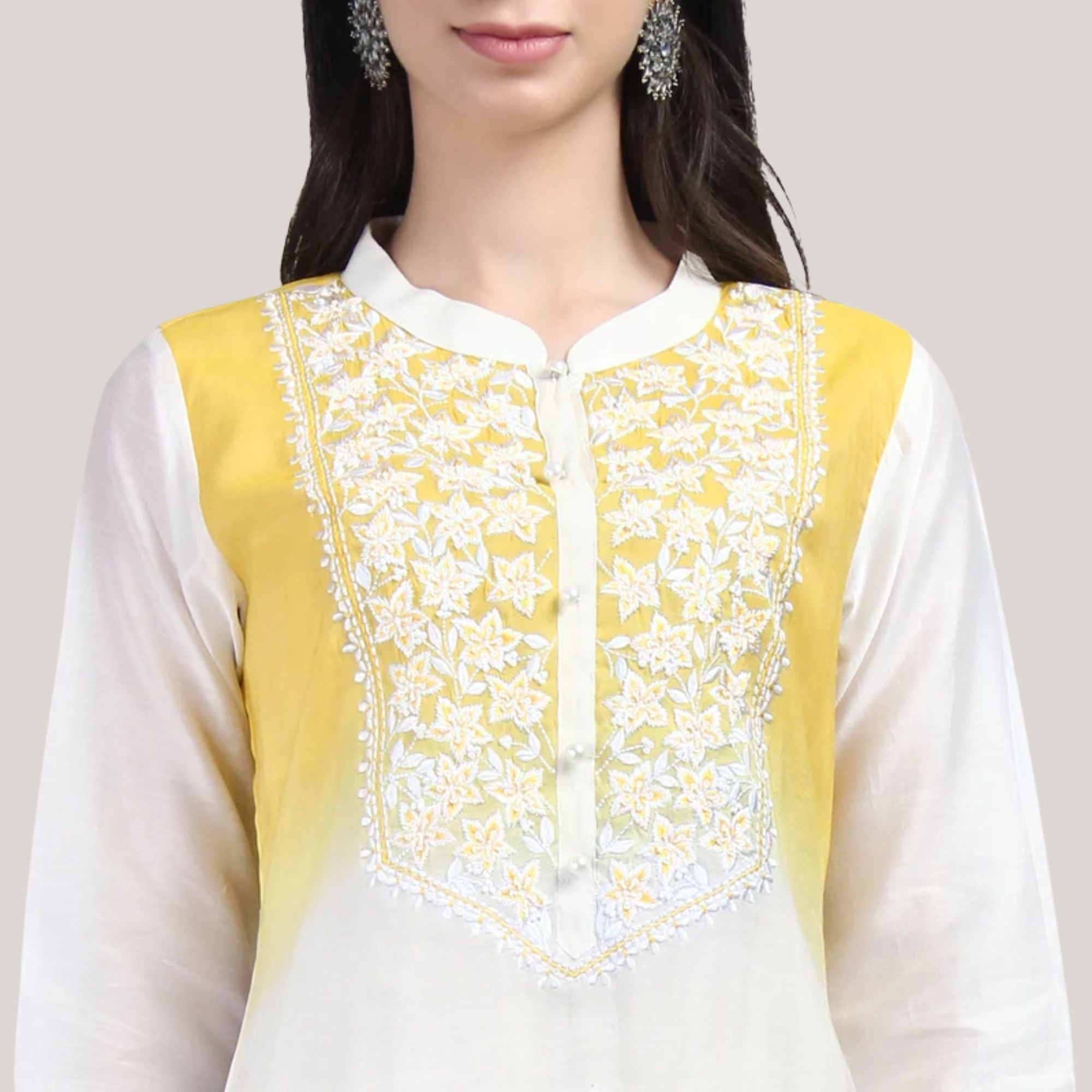 Double Shade Chanderi Embroidered Suit Set With Duppta