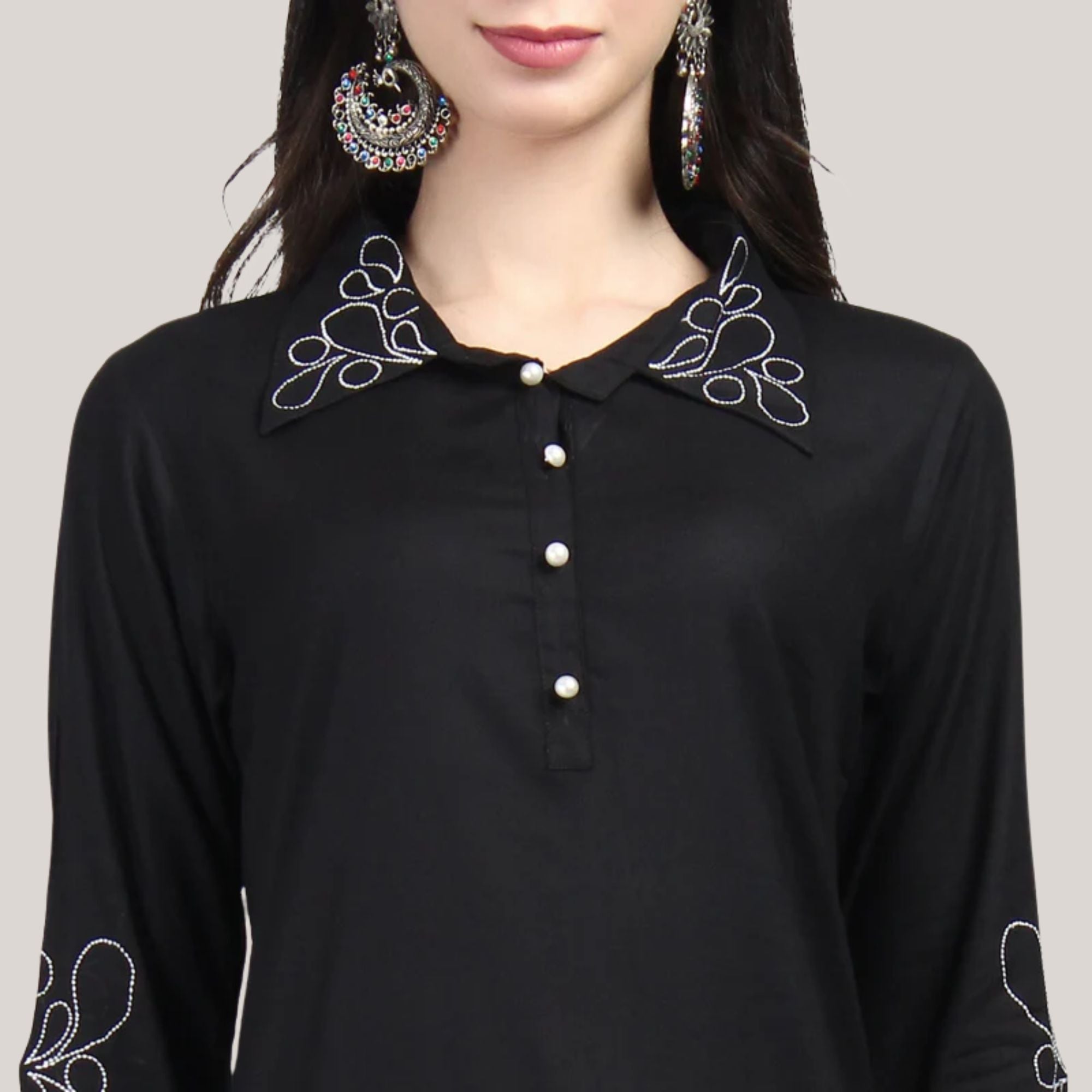 Rayon Co-ord Set With Machine Embroidery