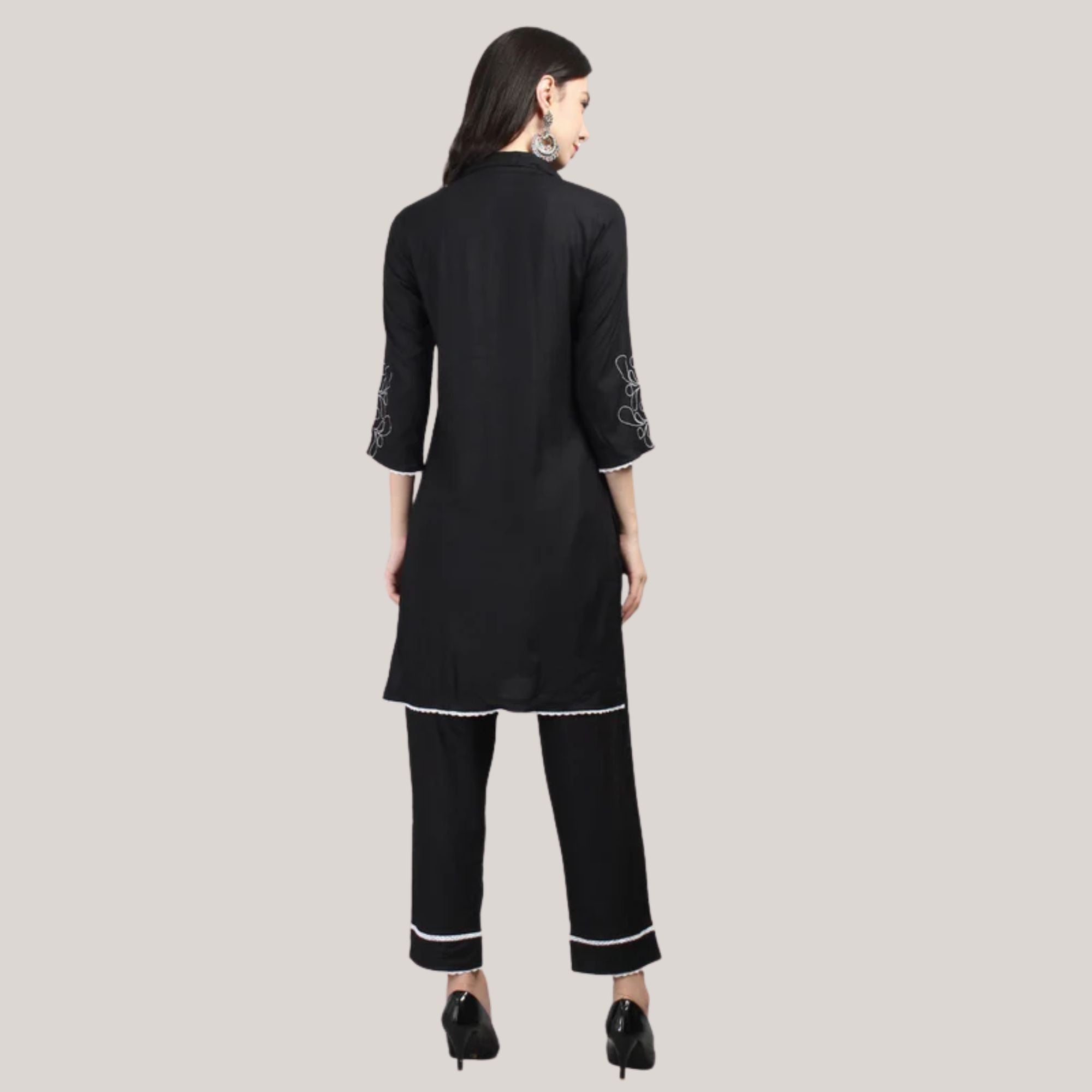 Rayon Co-ord Set With Machine Embroidery
