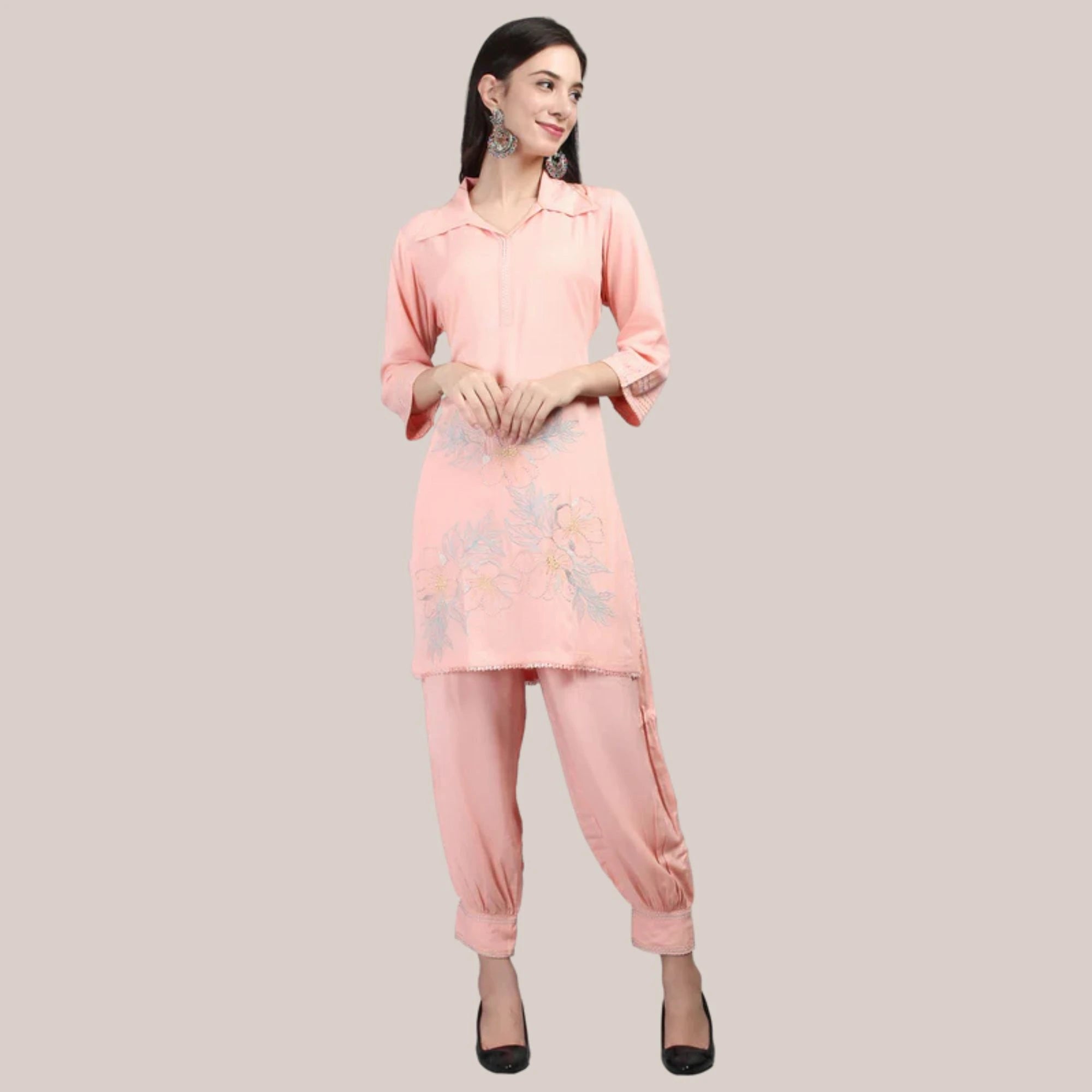 Rayon Afghani Pant Co-ord Set With Thread Work Embroideryty