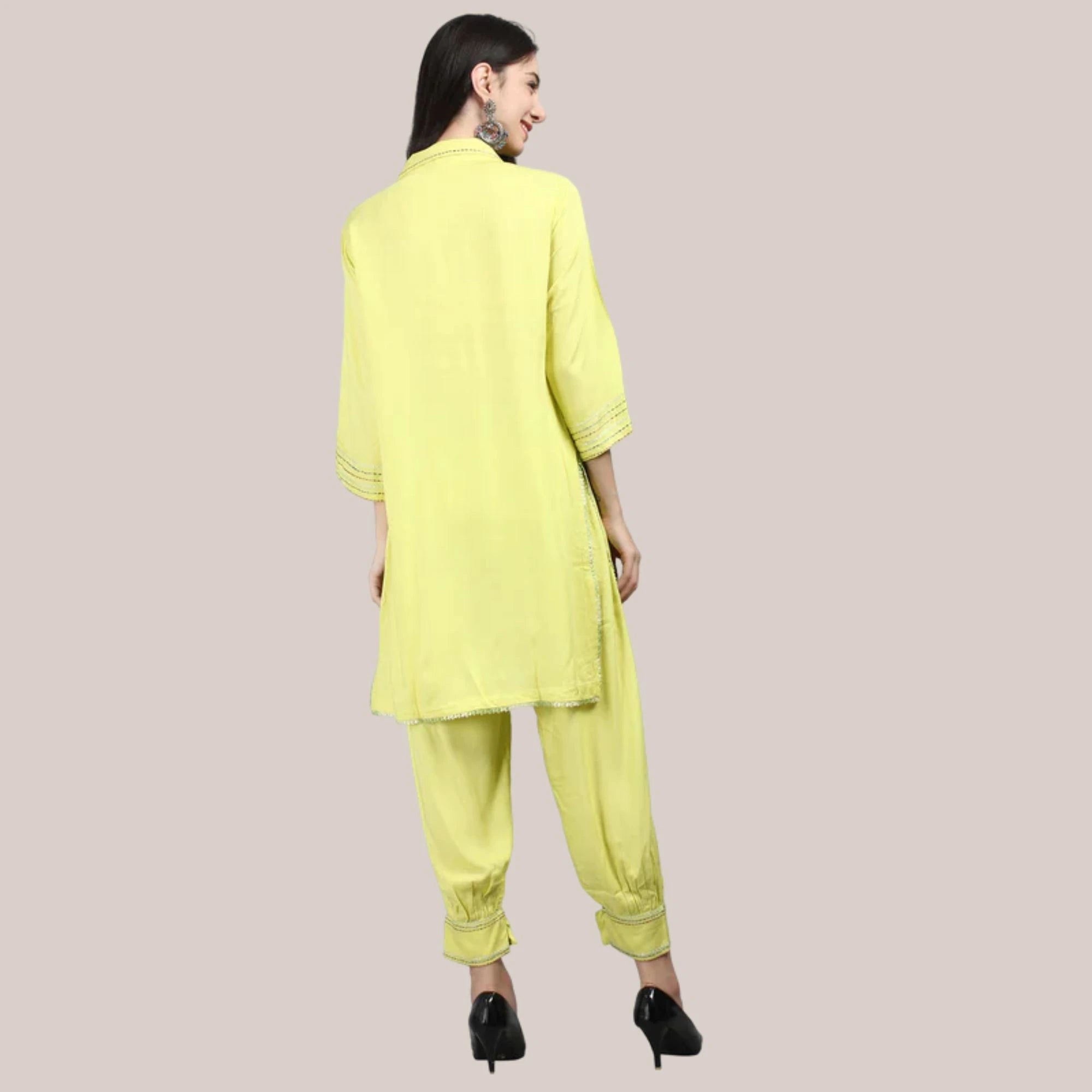 Rayon Afghani Pant Co-ord Set With Thread Work Embroideryty
