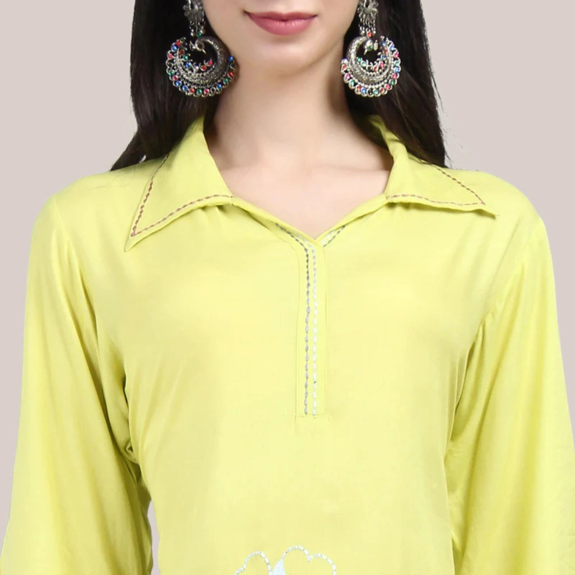 Rayon Afghani Pant Co-ord Set With Thread Work Embroideryty