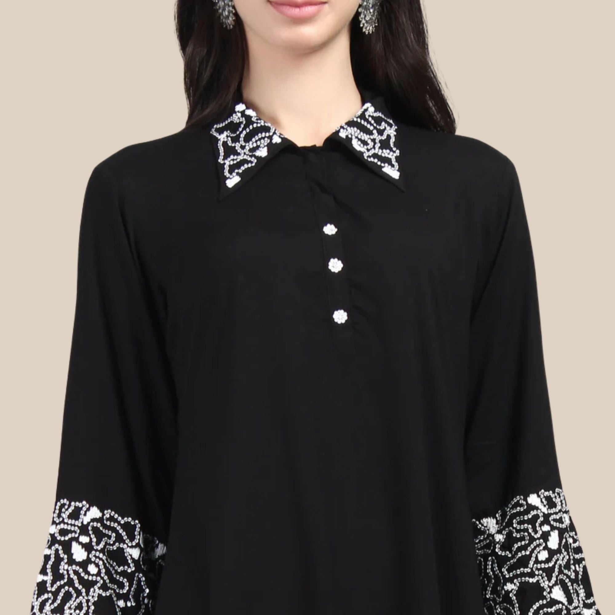 Rayon Fabric Co-ord Set With Sequence Handwork