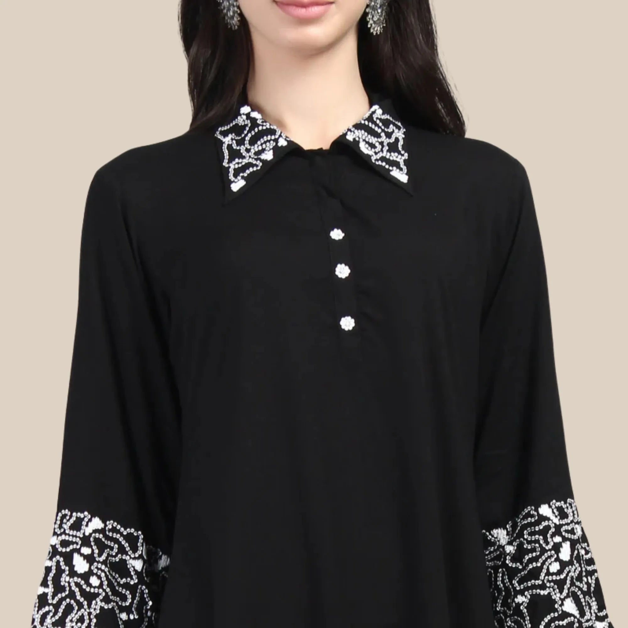 Rayon Fabric Co-ord Set With Machine Emboirery