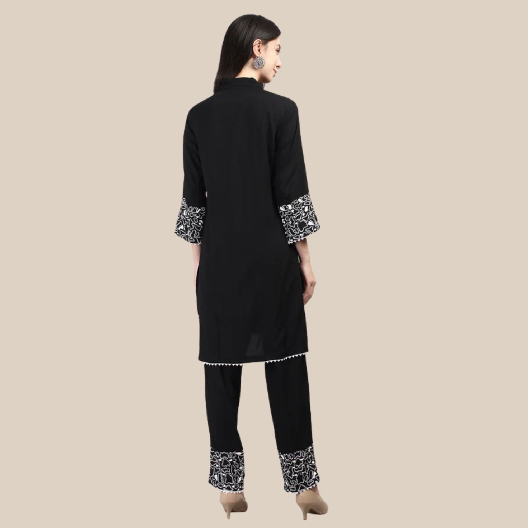 Rayon Fabric Co-ord Set With Sequence Handwork