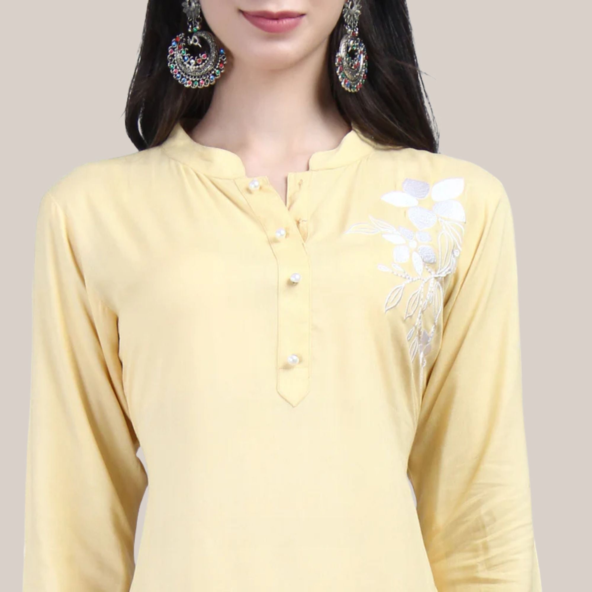 Rayon Cor-ord Set With Machine Embroidery