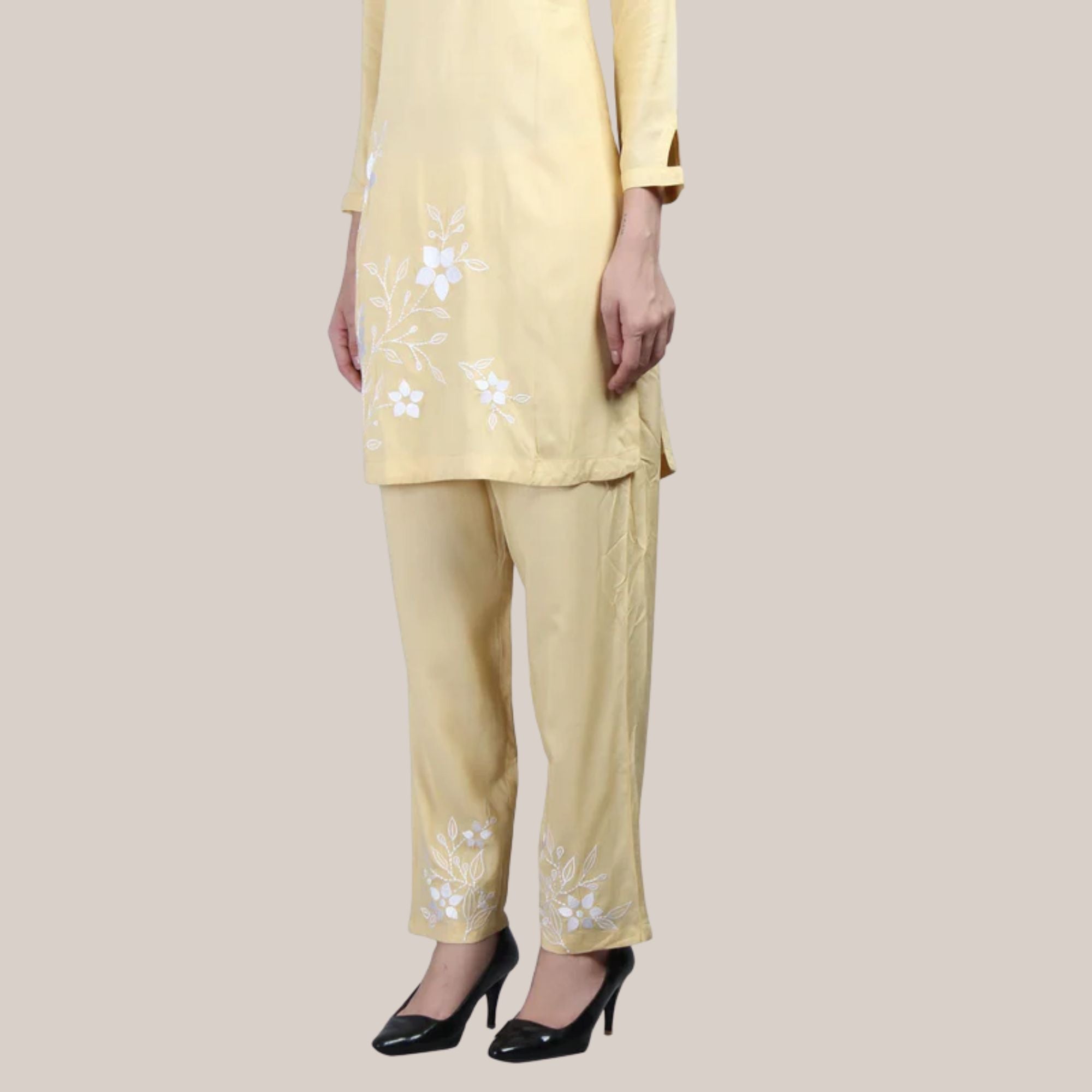 Rayon Cor-ord Set With Machine Embroidery