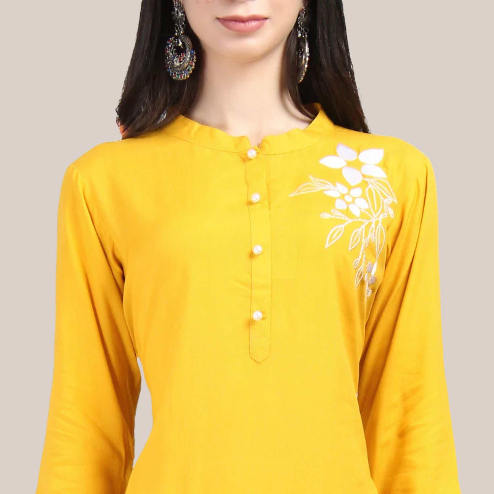 Rayon Cor-ord Set With Machine Embroidery