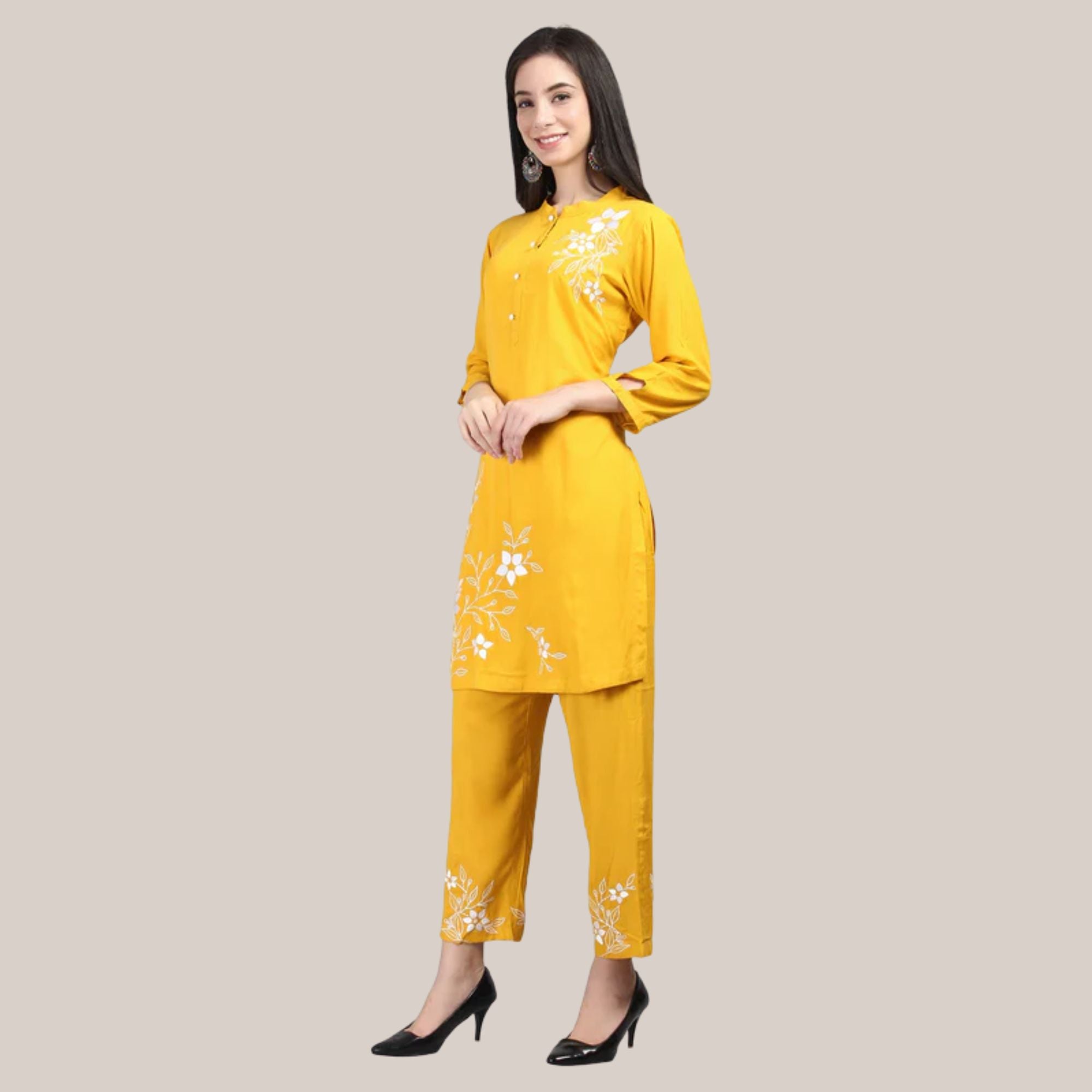 Rayon Cor-ord Set With Machine Embroidery