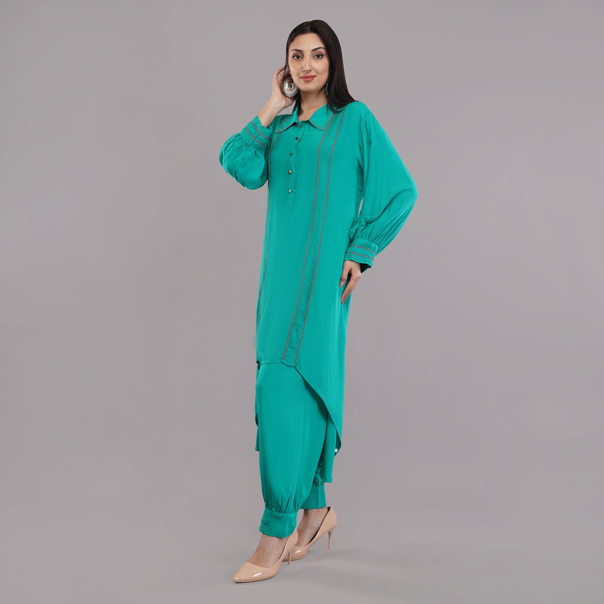 cotton blend fabric C-Cut Kurti-Afghani Pant