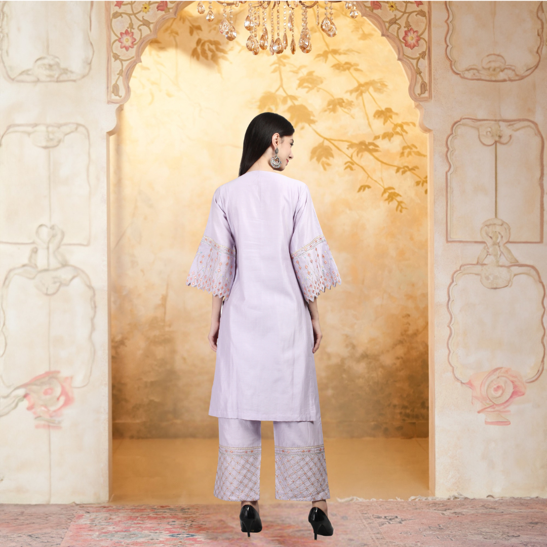 Chanderi Suit Set Gota Work