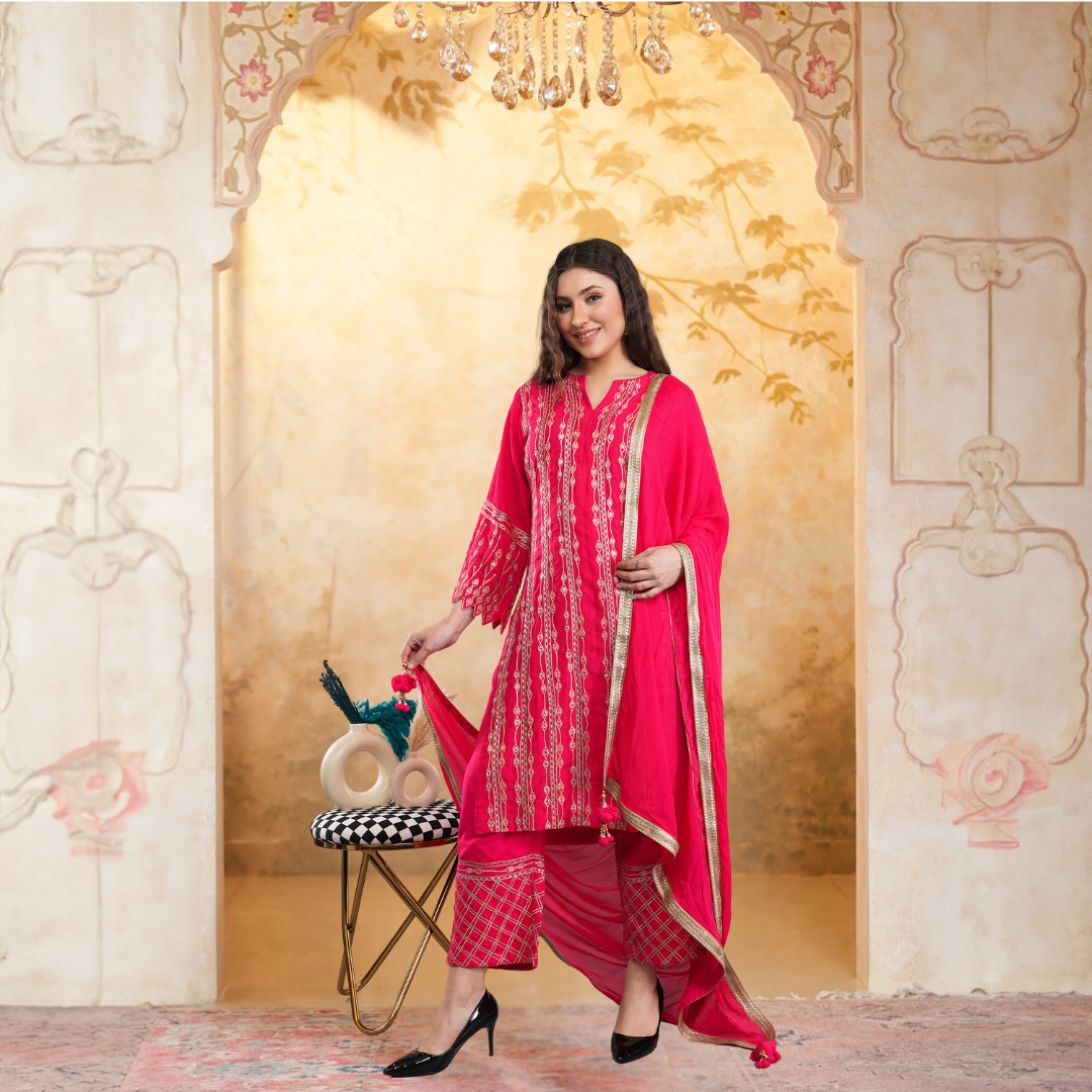 Chanderi red suits