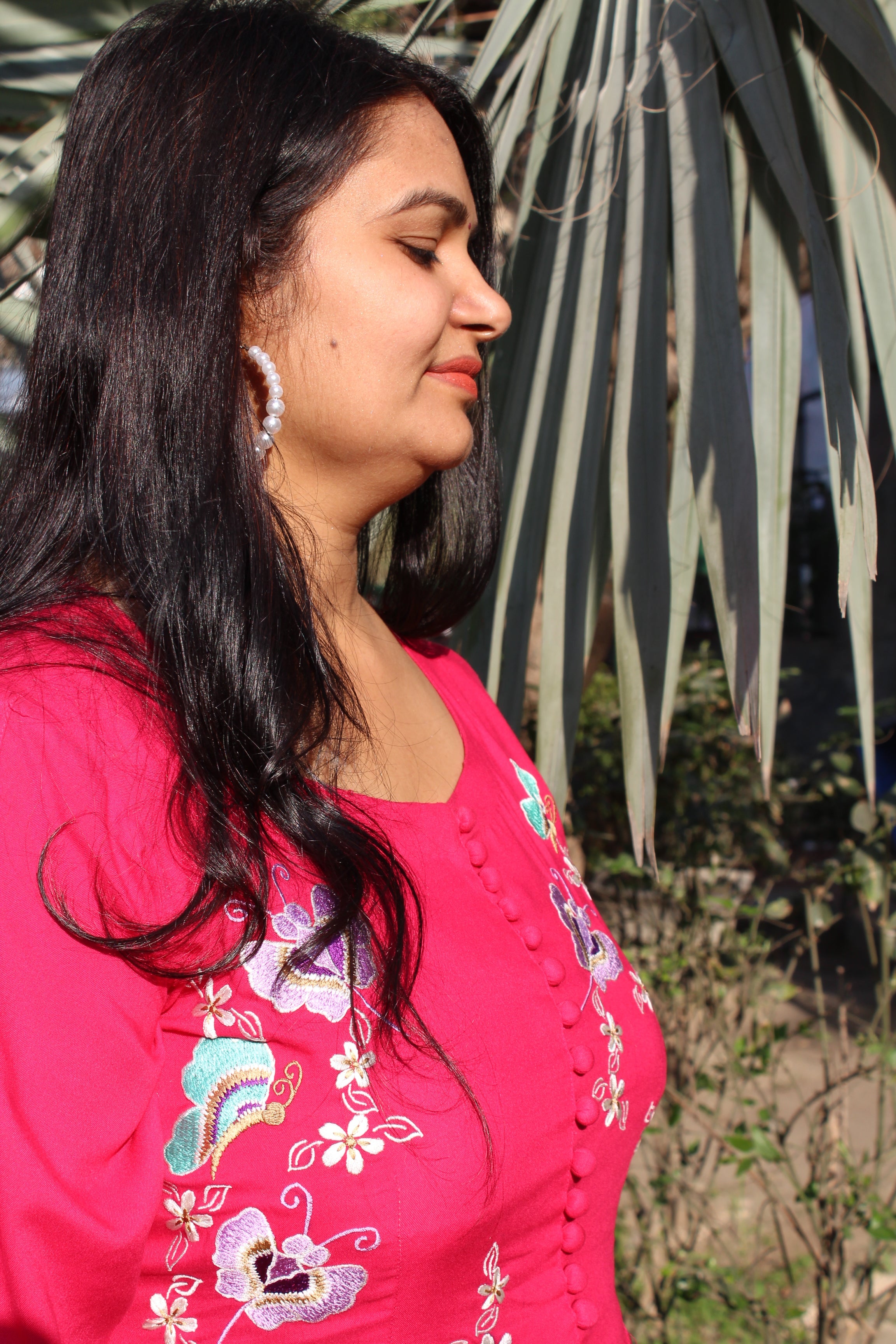 Cotton flared embroidery dress