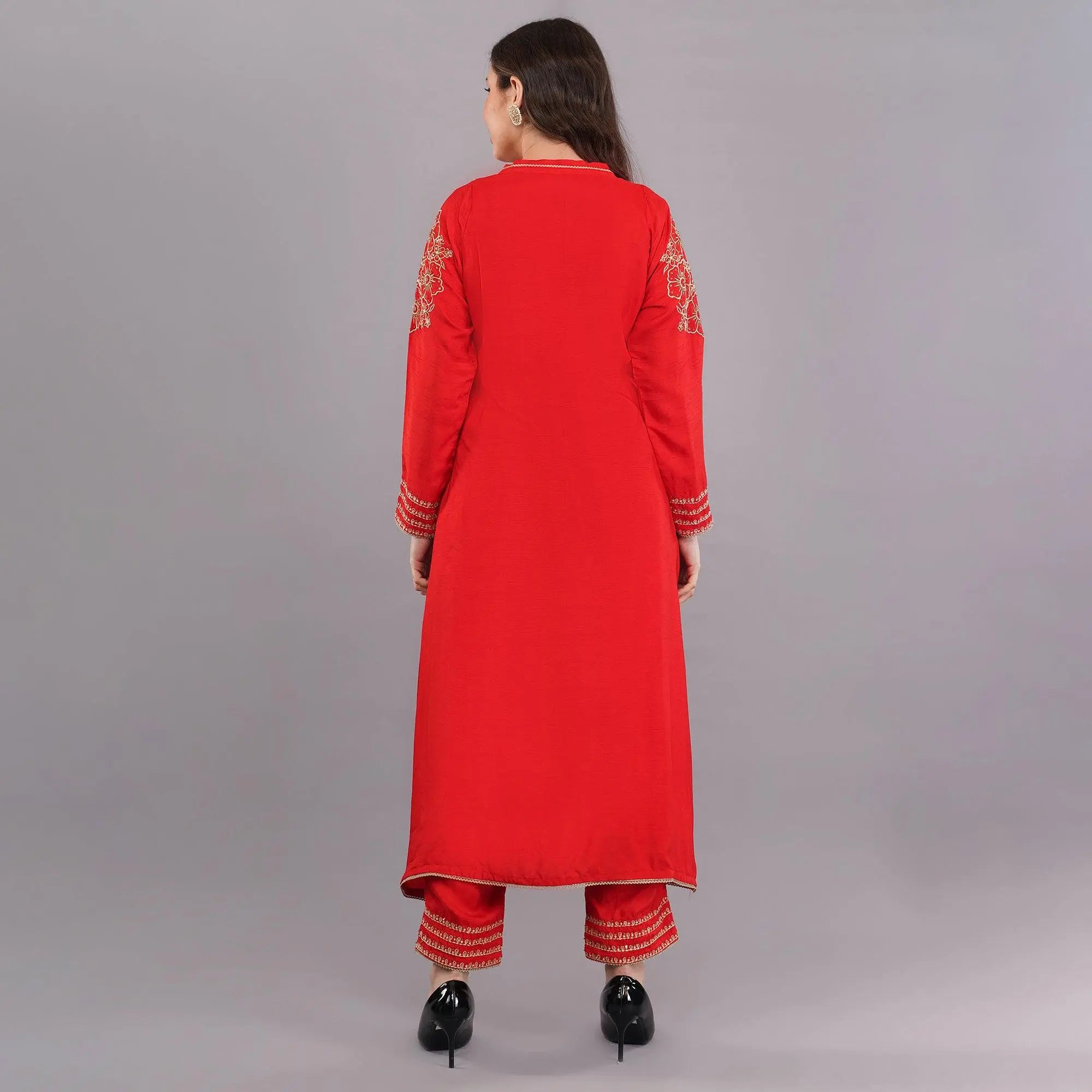 Designer Chanderi suit set for festive wear