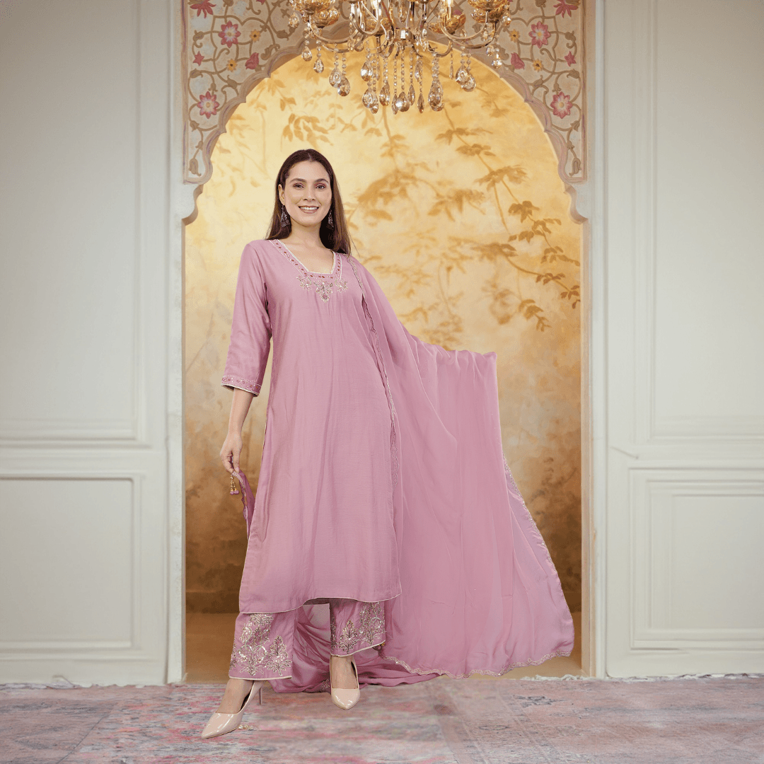 Embroidery Neck Plazo