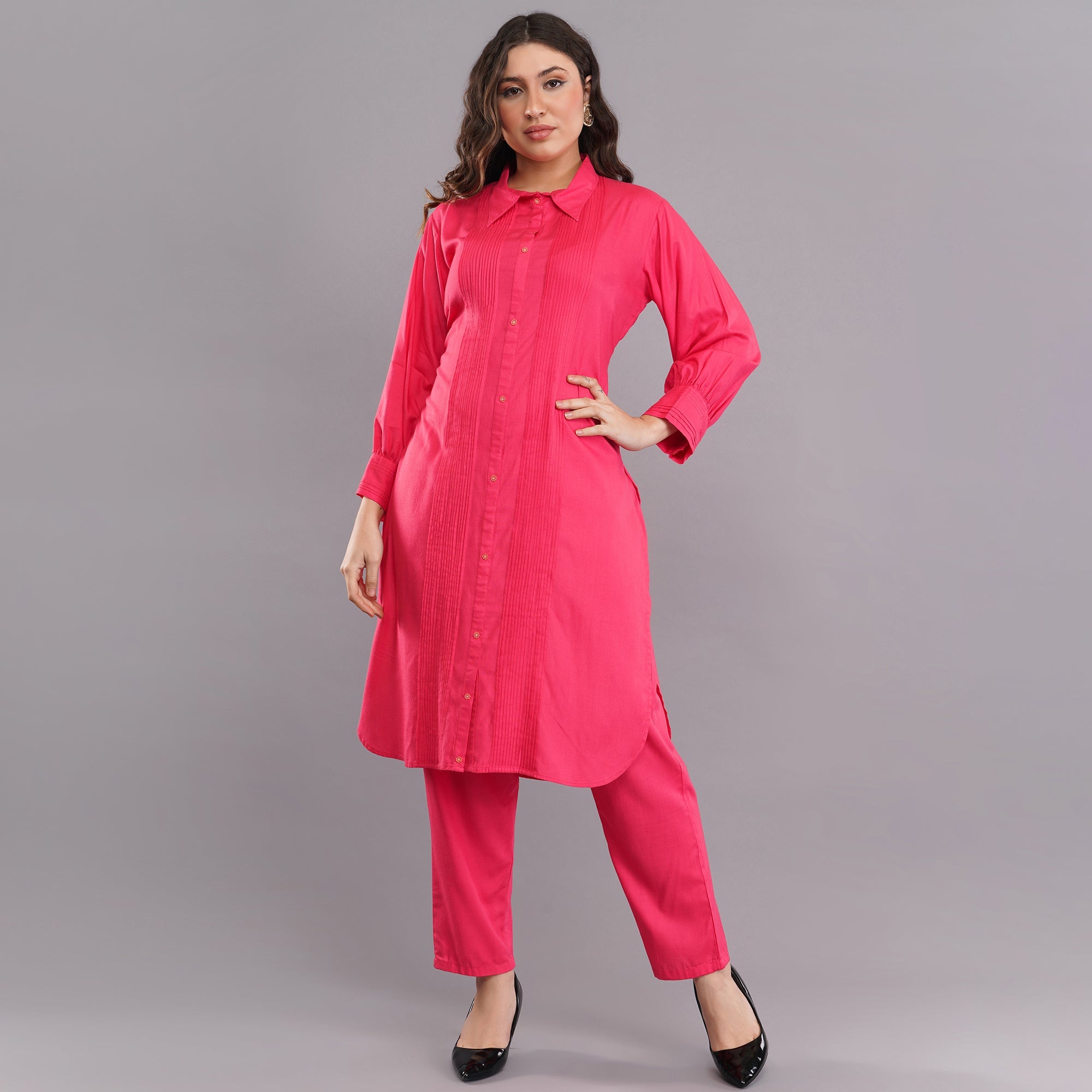 Straight Kurti-Pant With Pintex Work