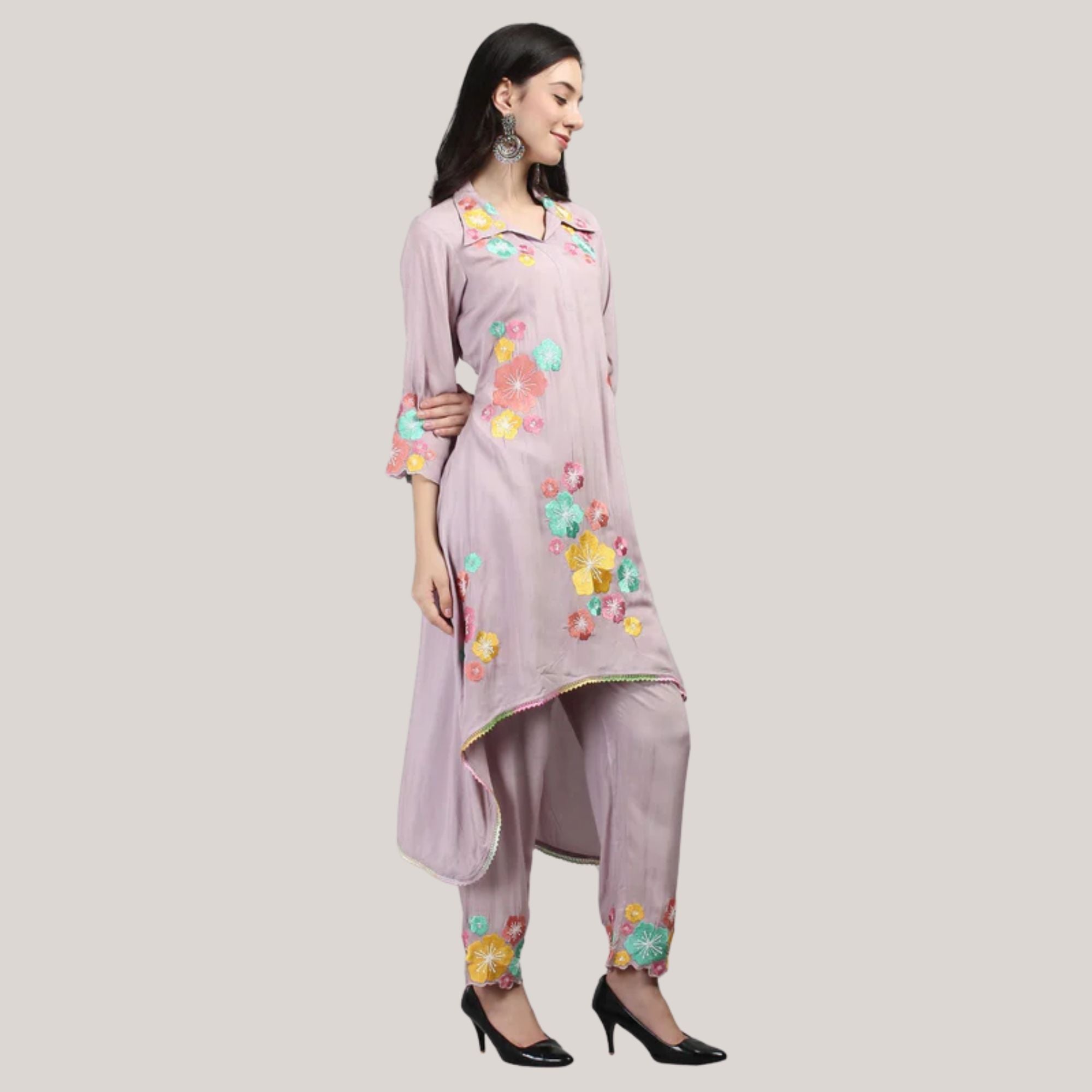 Kurti-Pant With Flower Pearl
