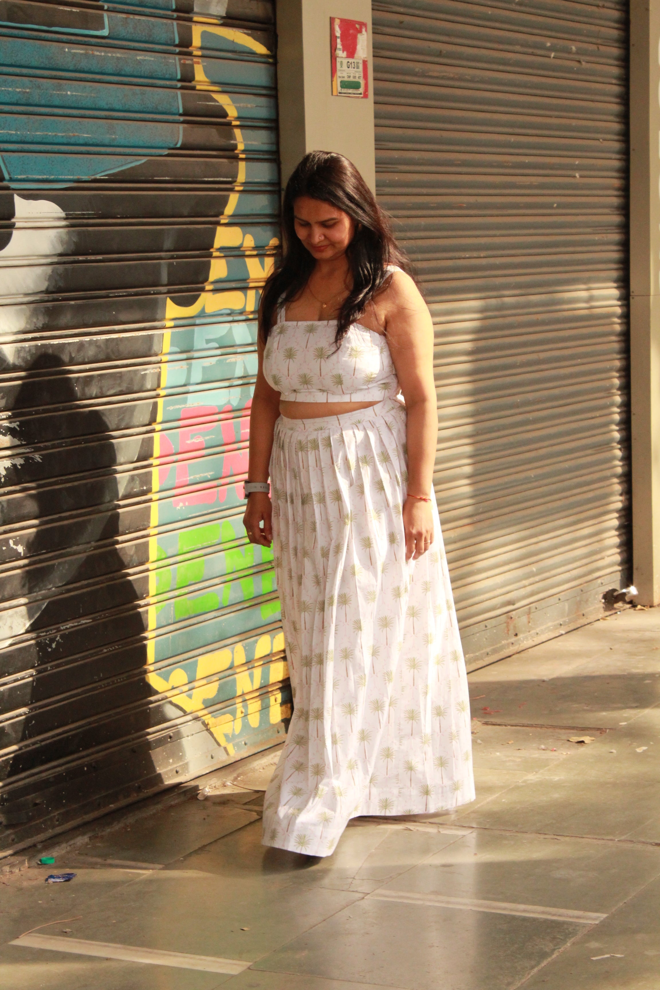 Printed Cotton Silk Crop Top