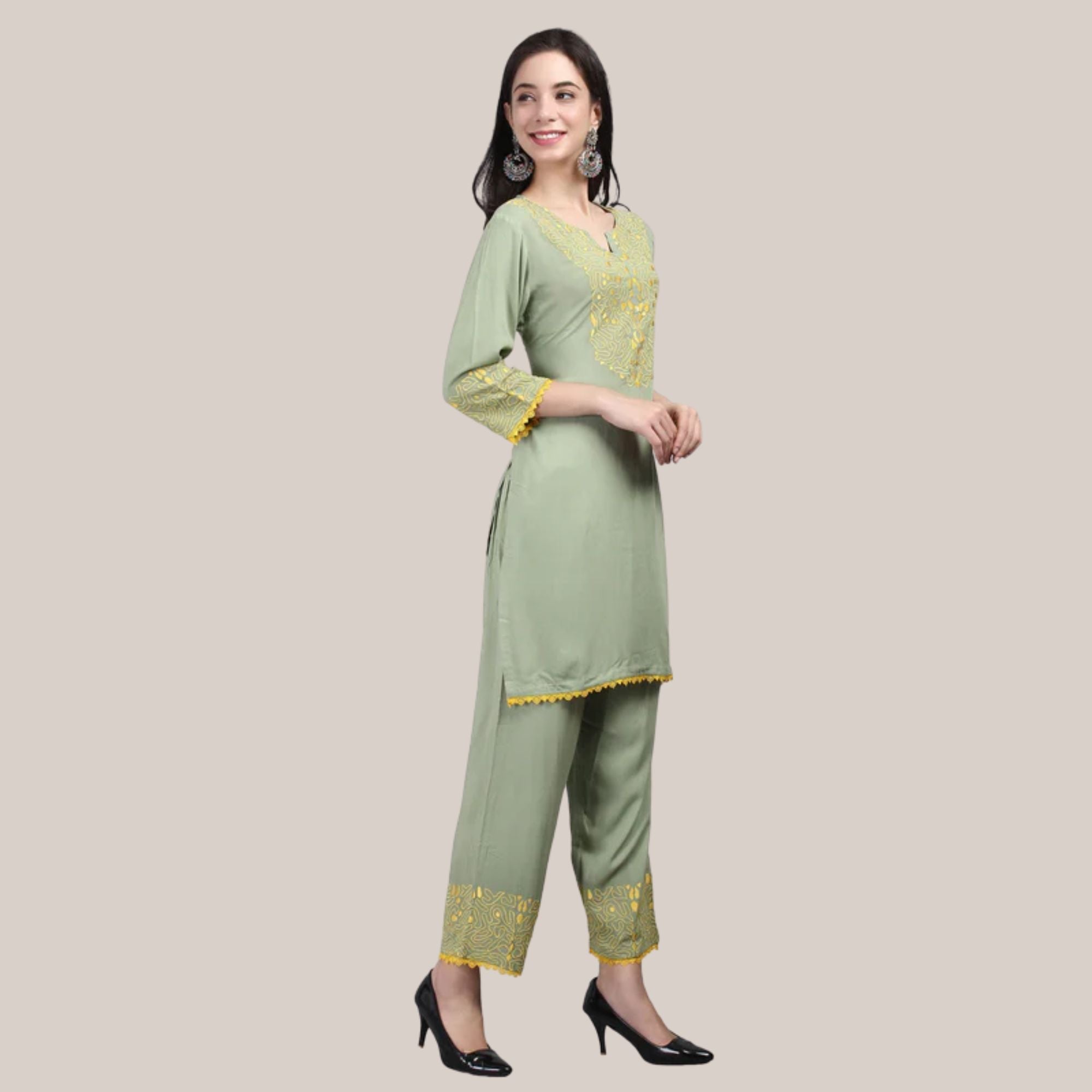 Co-ord Set With Machine Embroidery