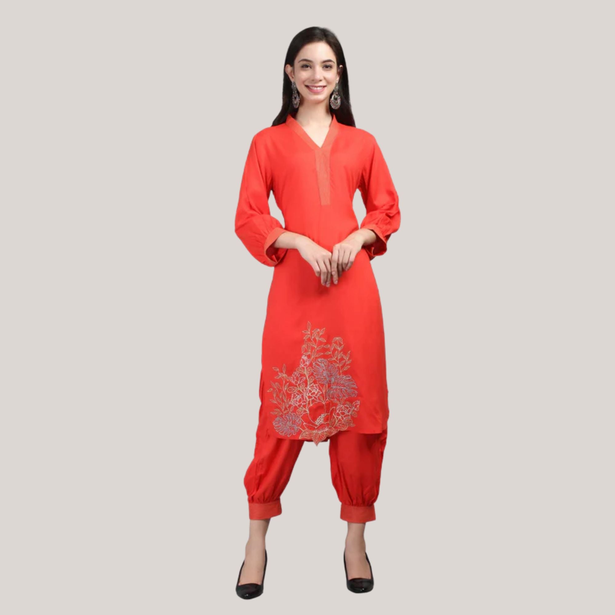 kurta with machine embroidery
