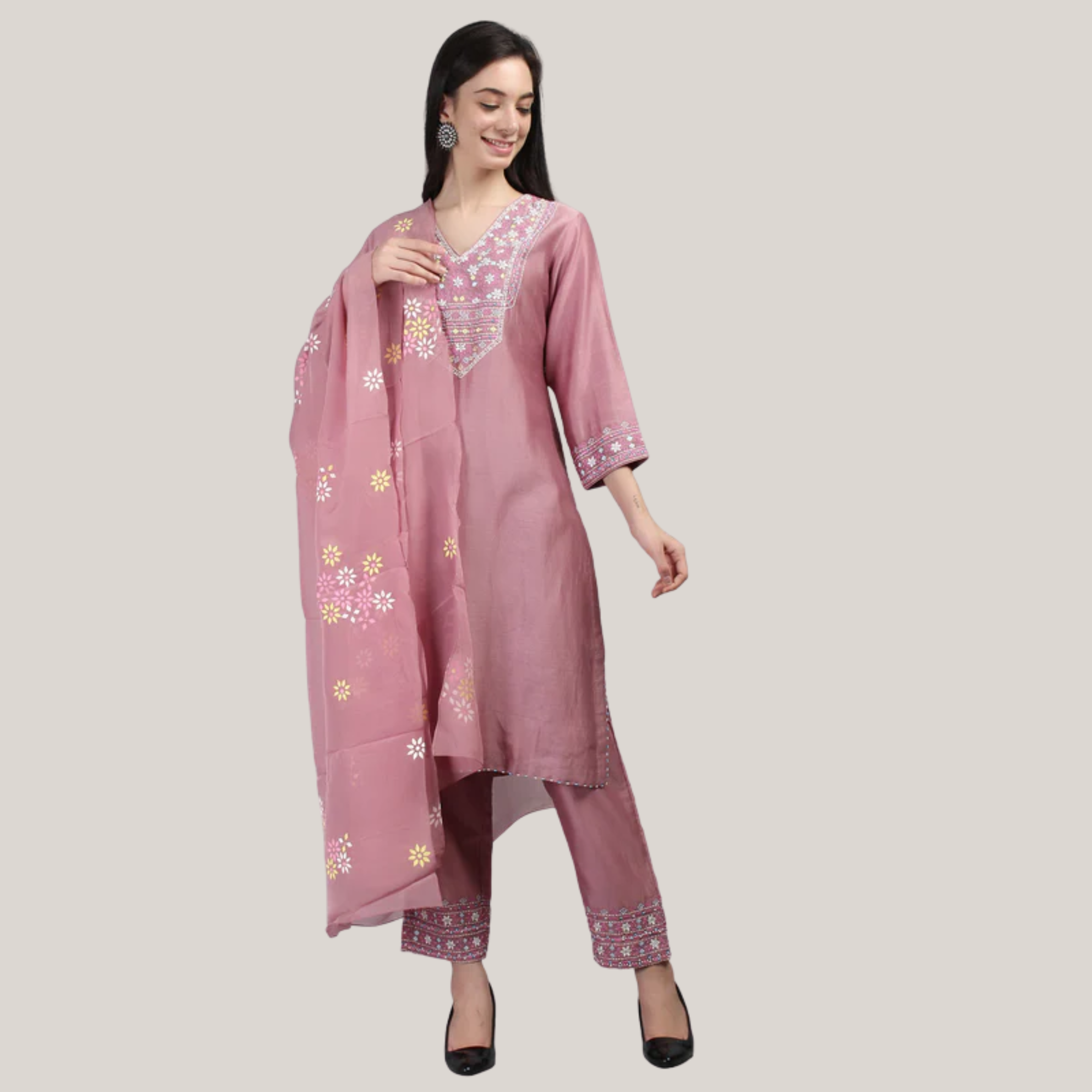 pink V-neckline