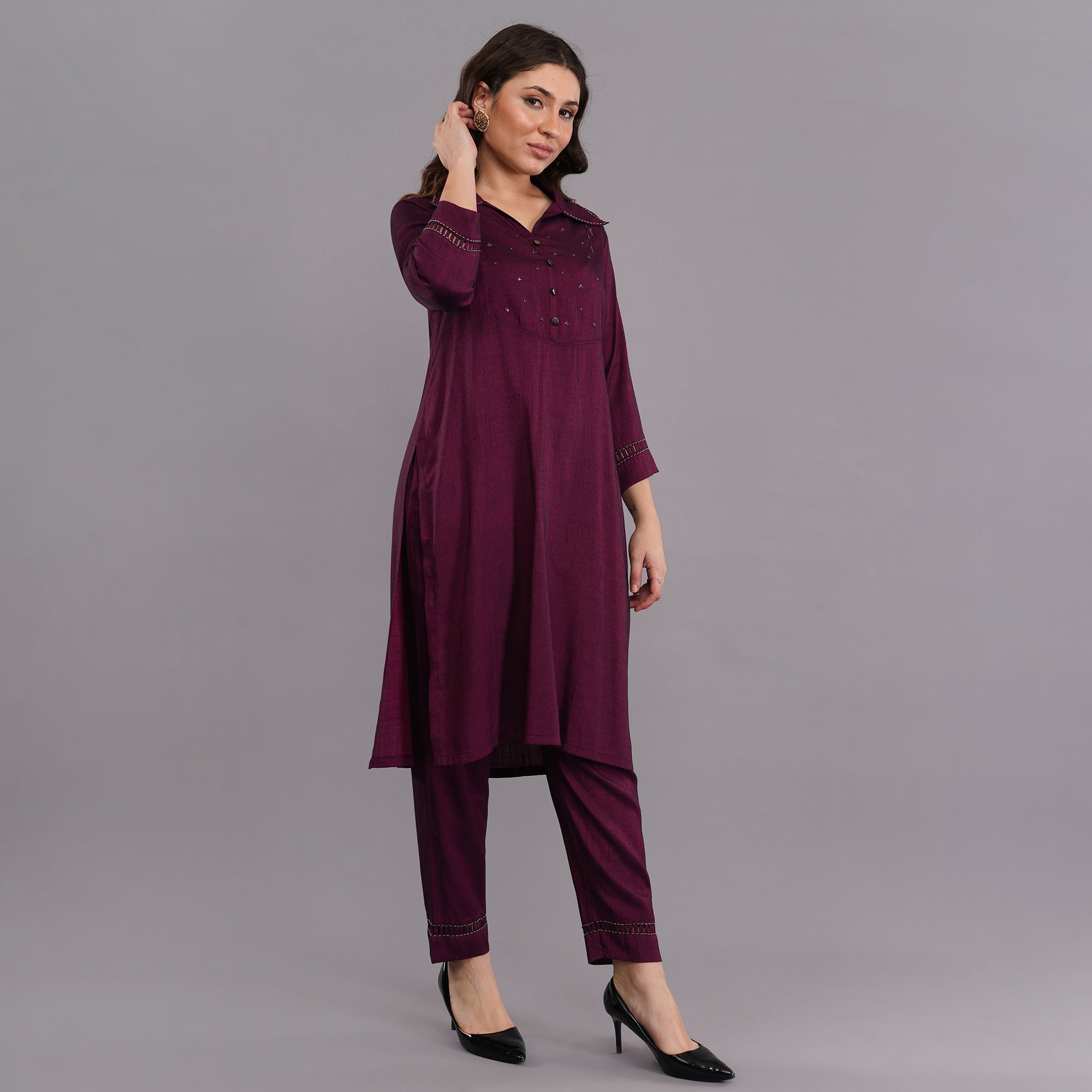 Wine kurta for women