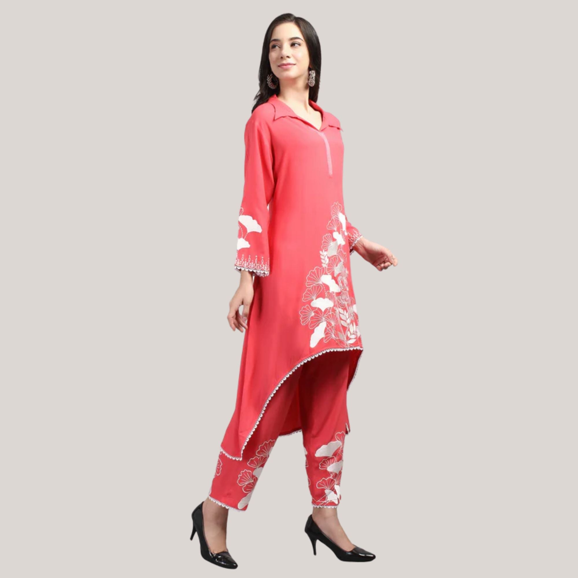 embroidery Women Rayon C-Cut kurti