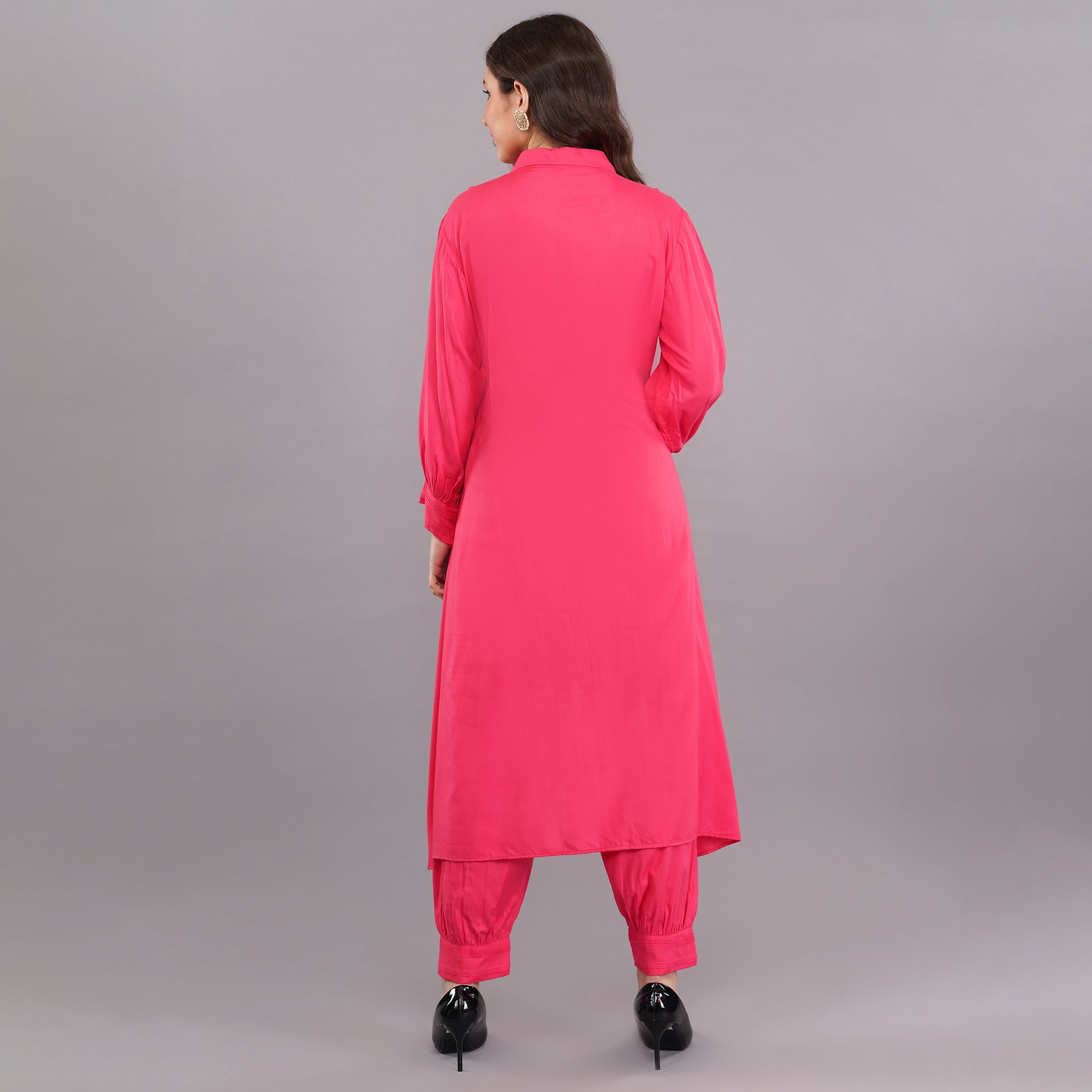 Stylish cotton blend Pink kurti set