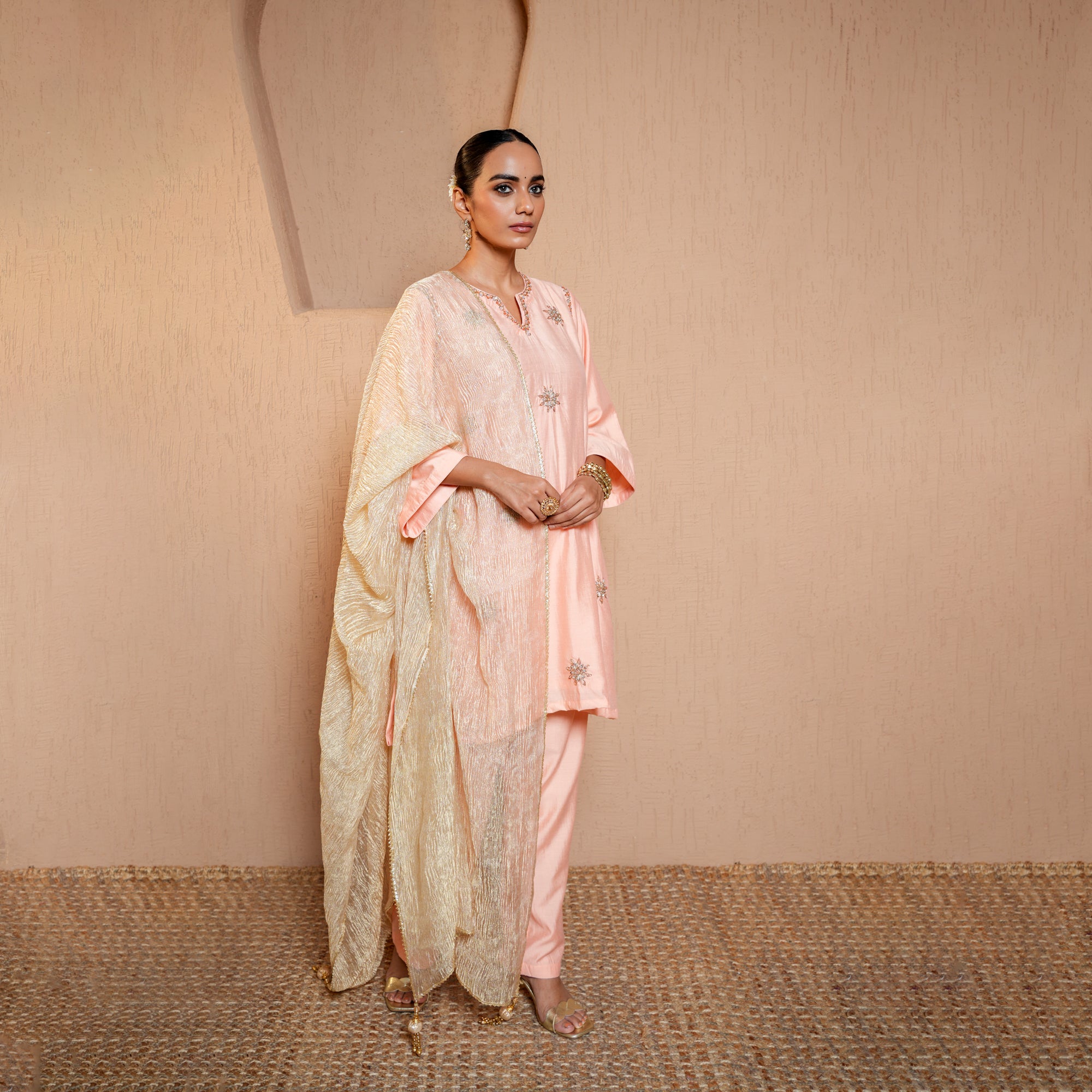 sequin hand-embroidered Chanderi suits