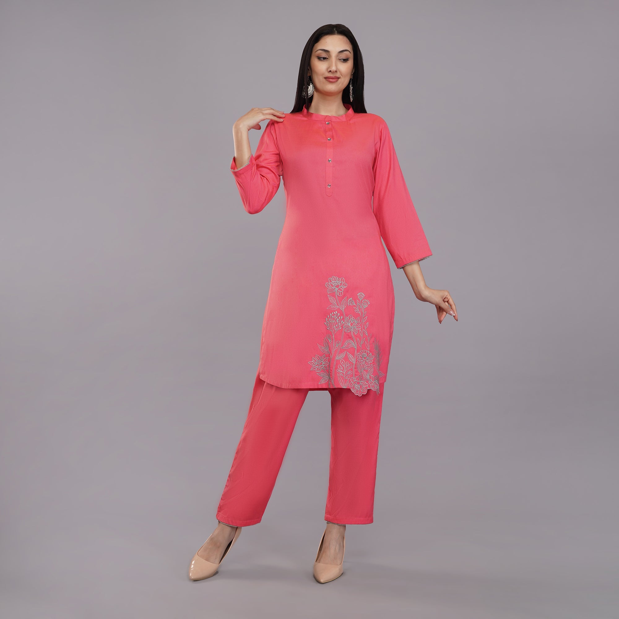 red kurti-pant