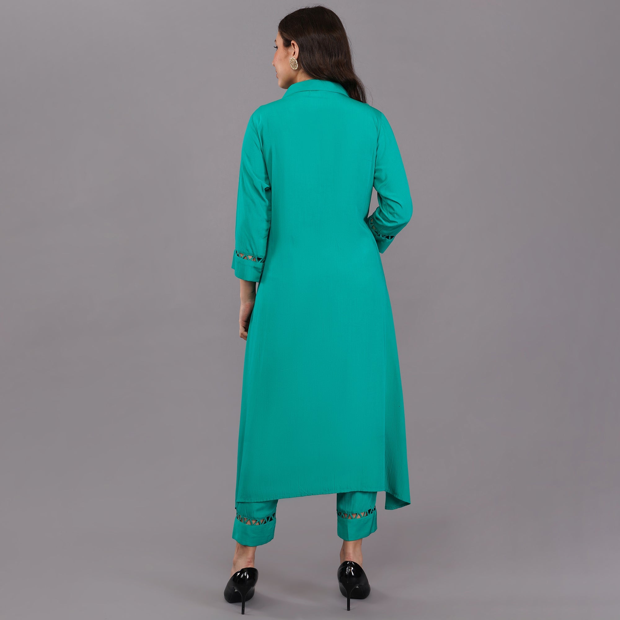 Rayon C-Cut Kurti-Pant With Sequence Work