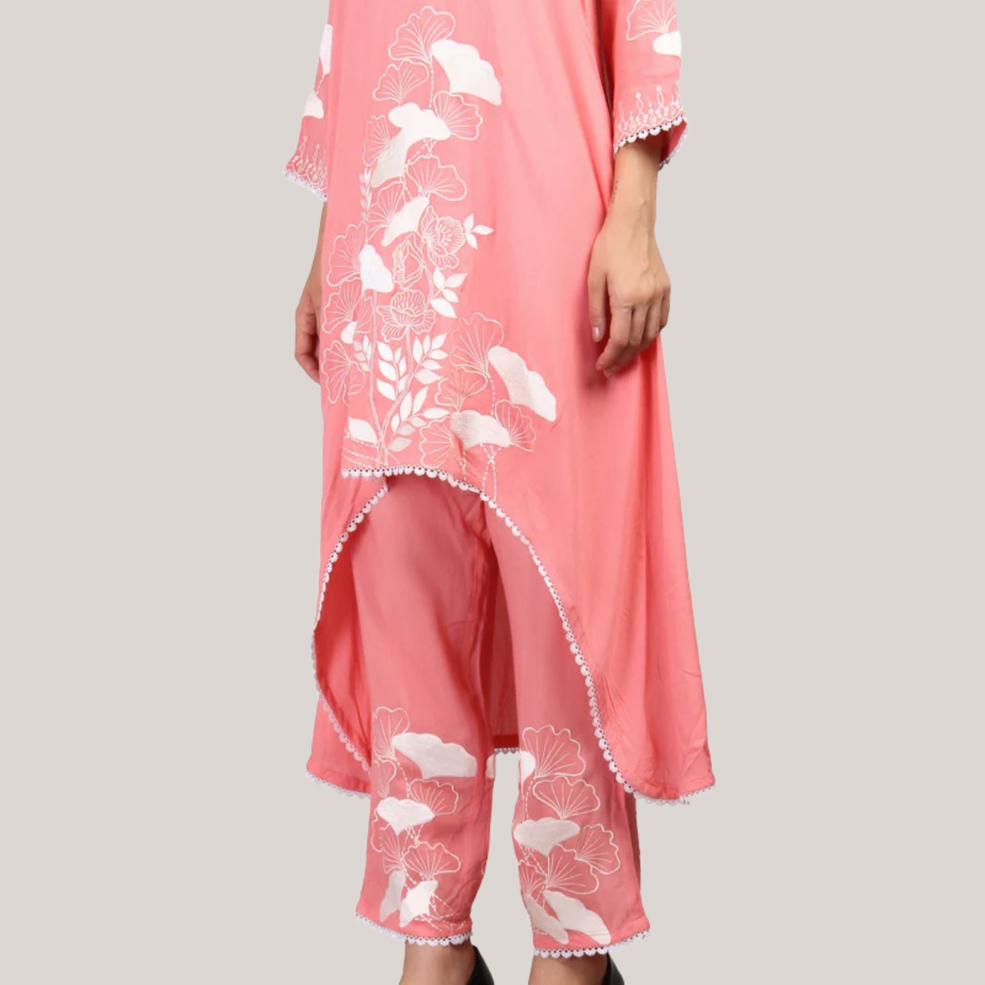 embroidered pink kurta