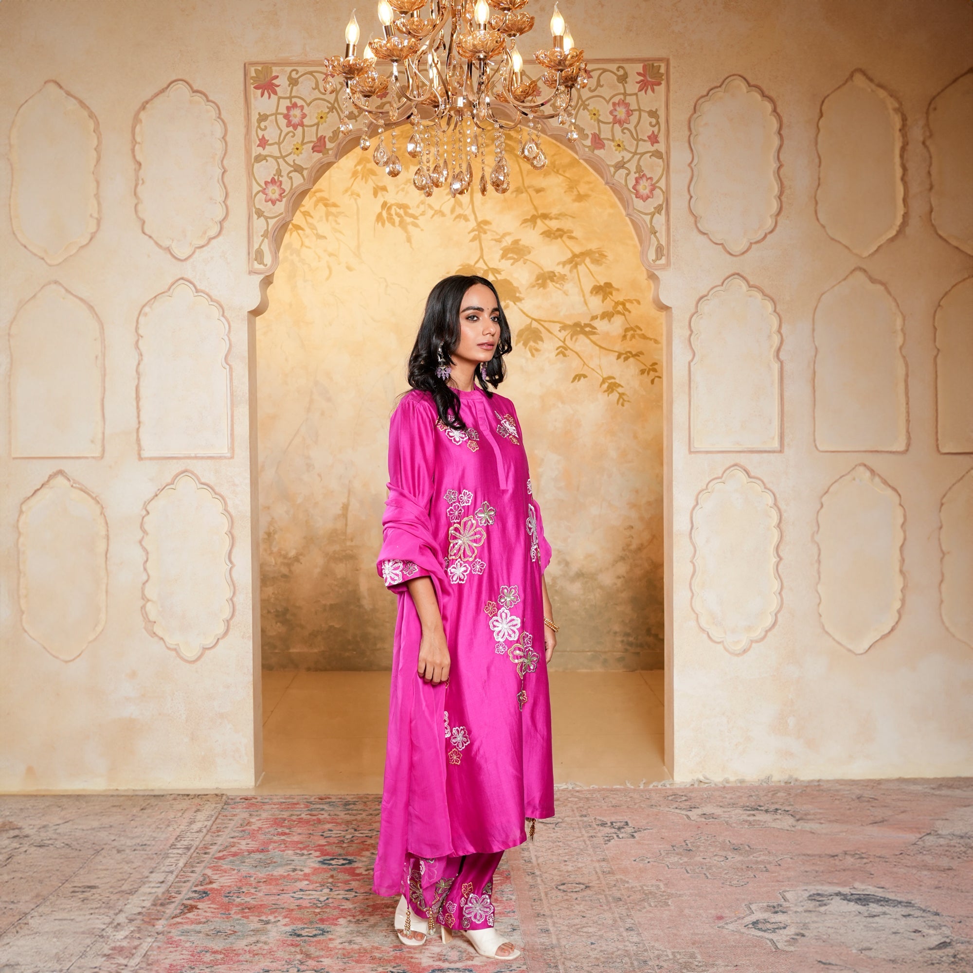 Elegant Chanderi suit for weddings
