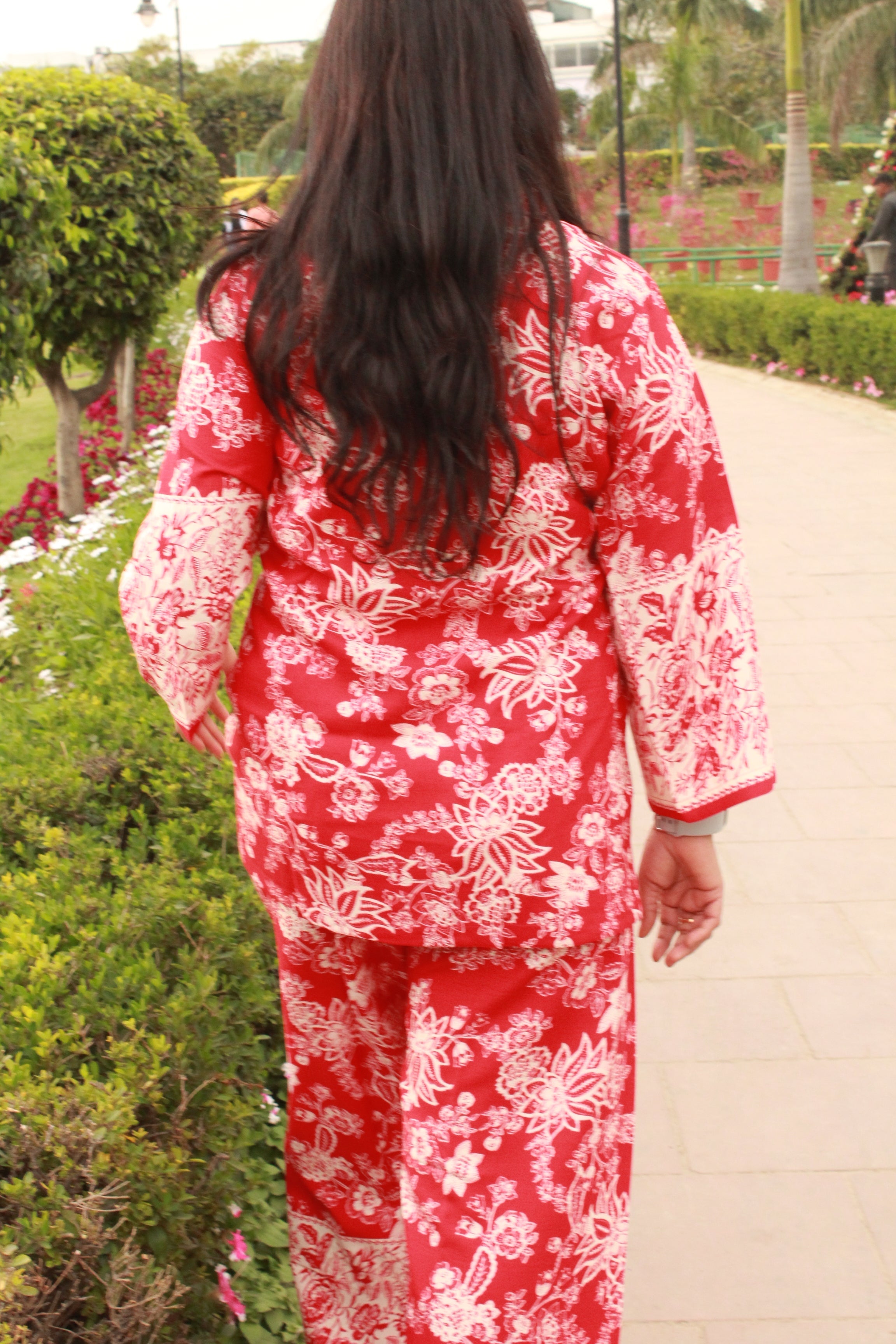 red cotton co-ord set