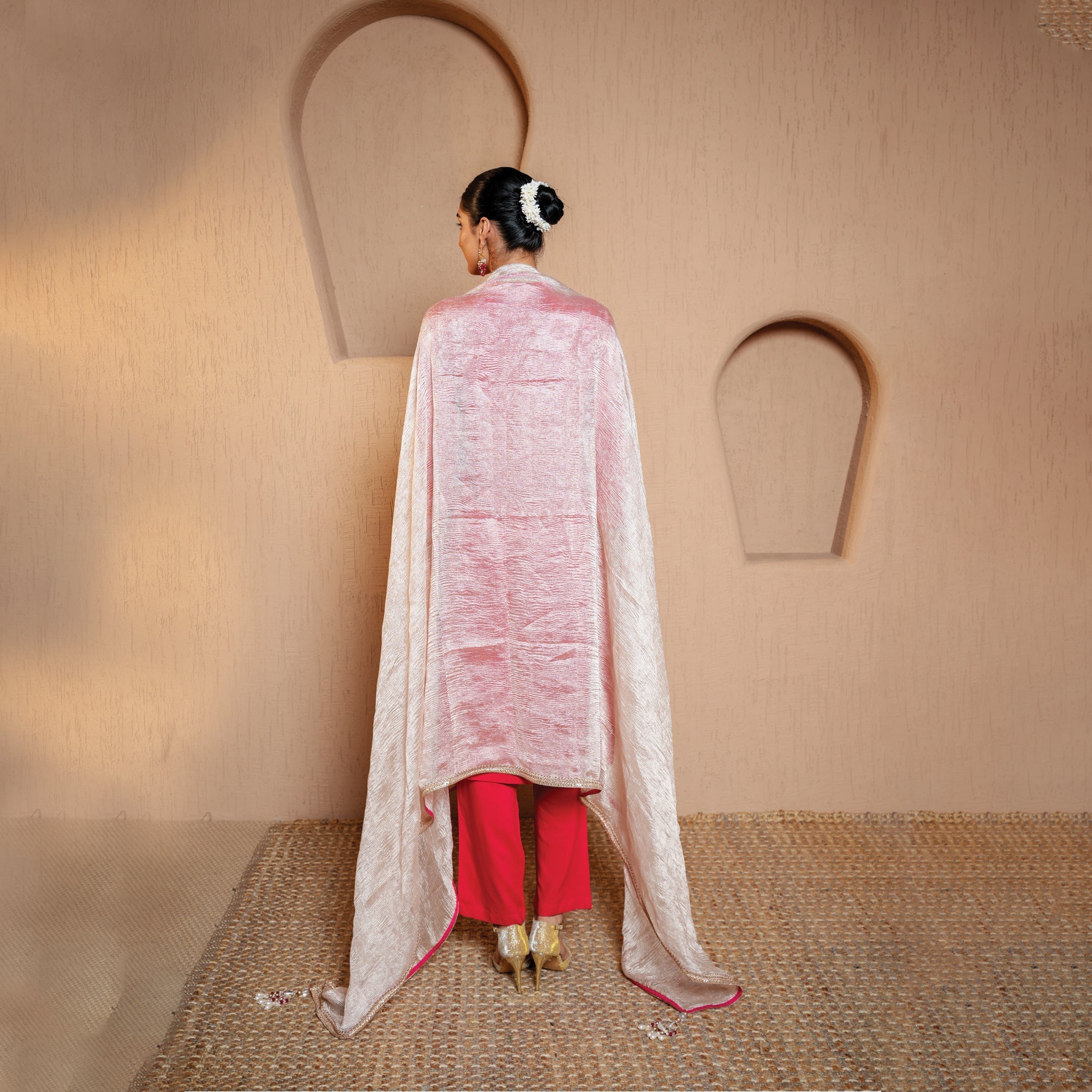 red rayon party wear festival