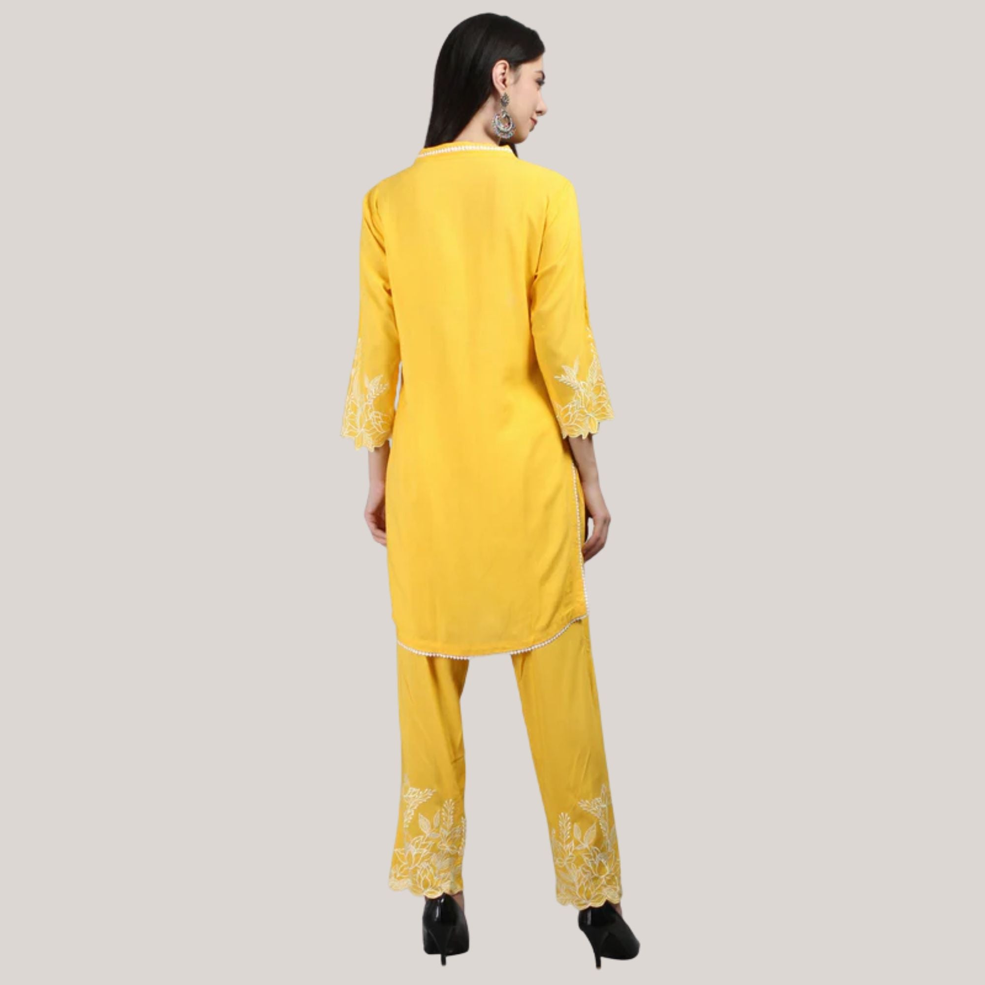 Rayon Co-ord Set With Machine Embroidery Work