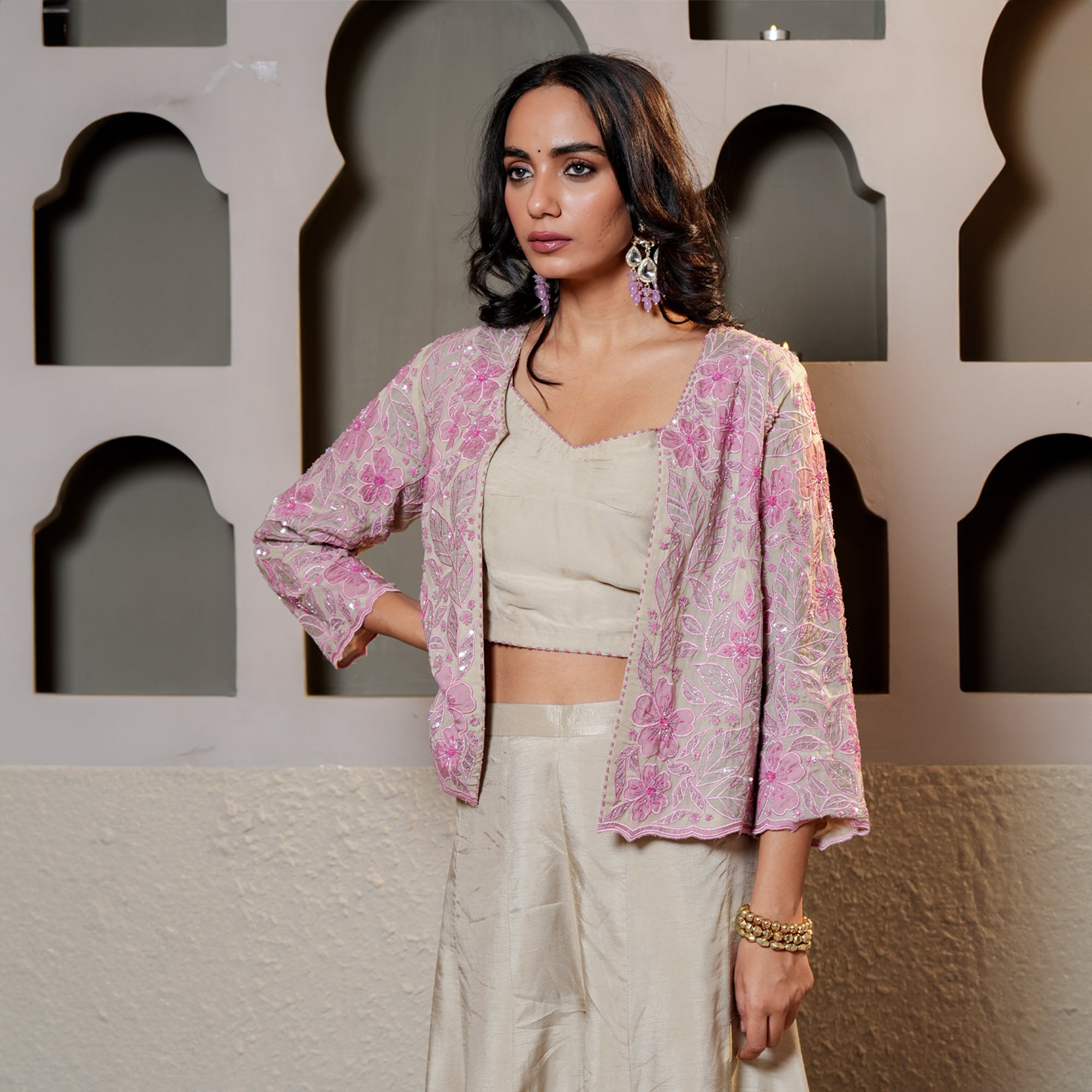 Ethnic Chanderi fabric co-ord dress