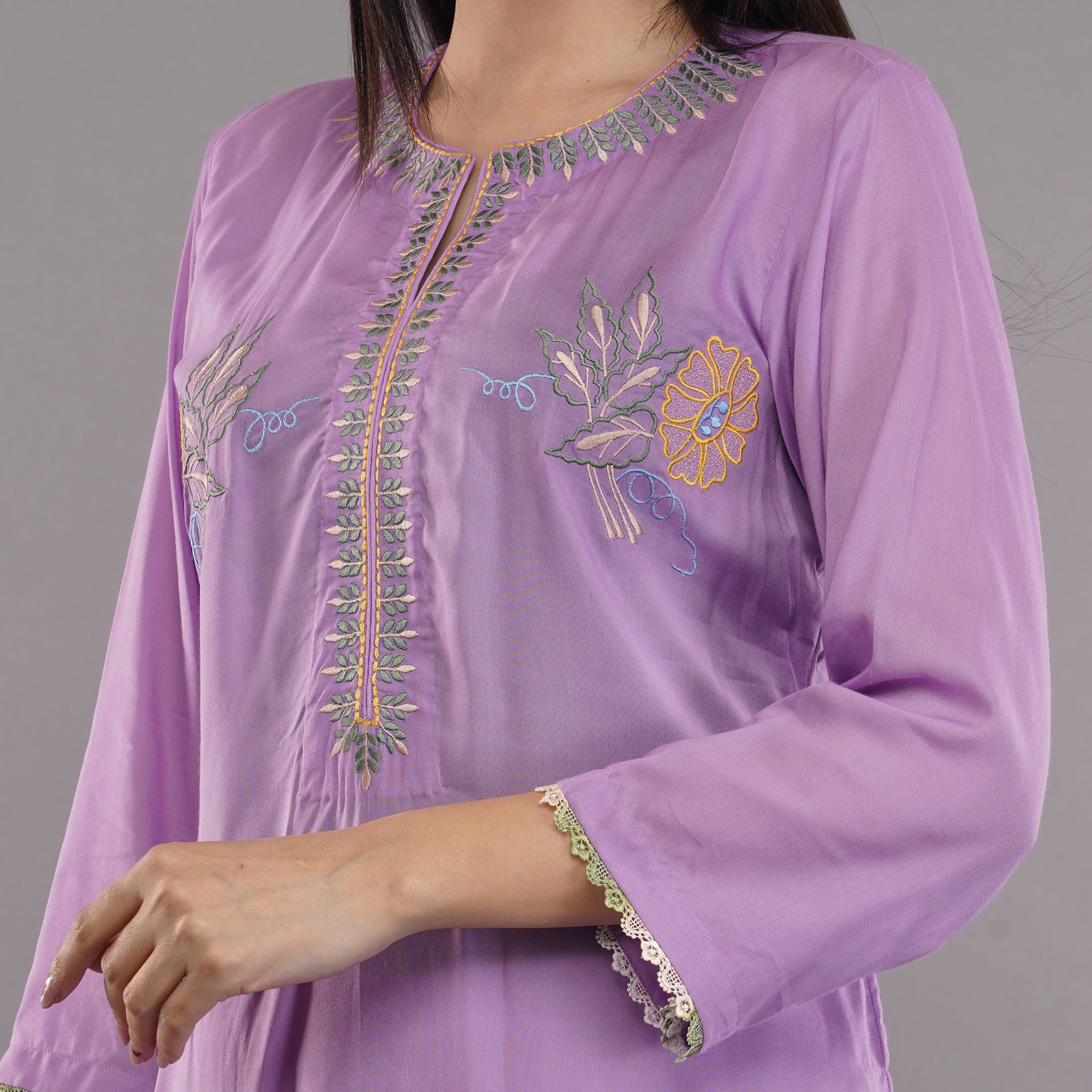 Rayon Co-ord Set With Machine Embroidery Krishika Kreation