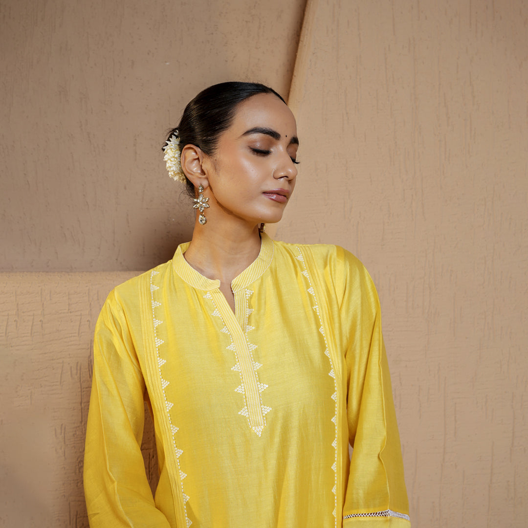 Sequin handwork Chanderi suit
